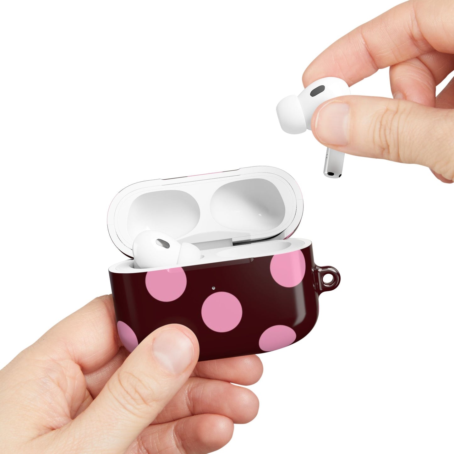 Maroon Pink Polka Dot AirPod Case - SmartHomeGoodies