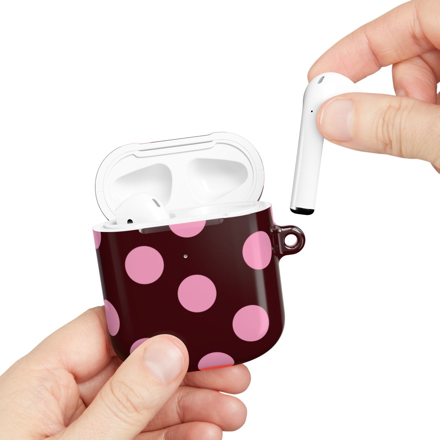 Maroon Pink Polka Dot AirPod Case - SmartHomeGoodies