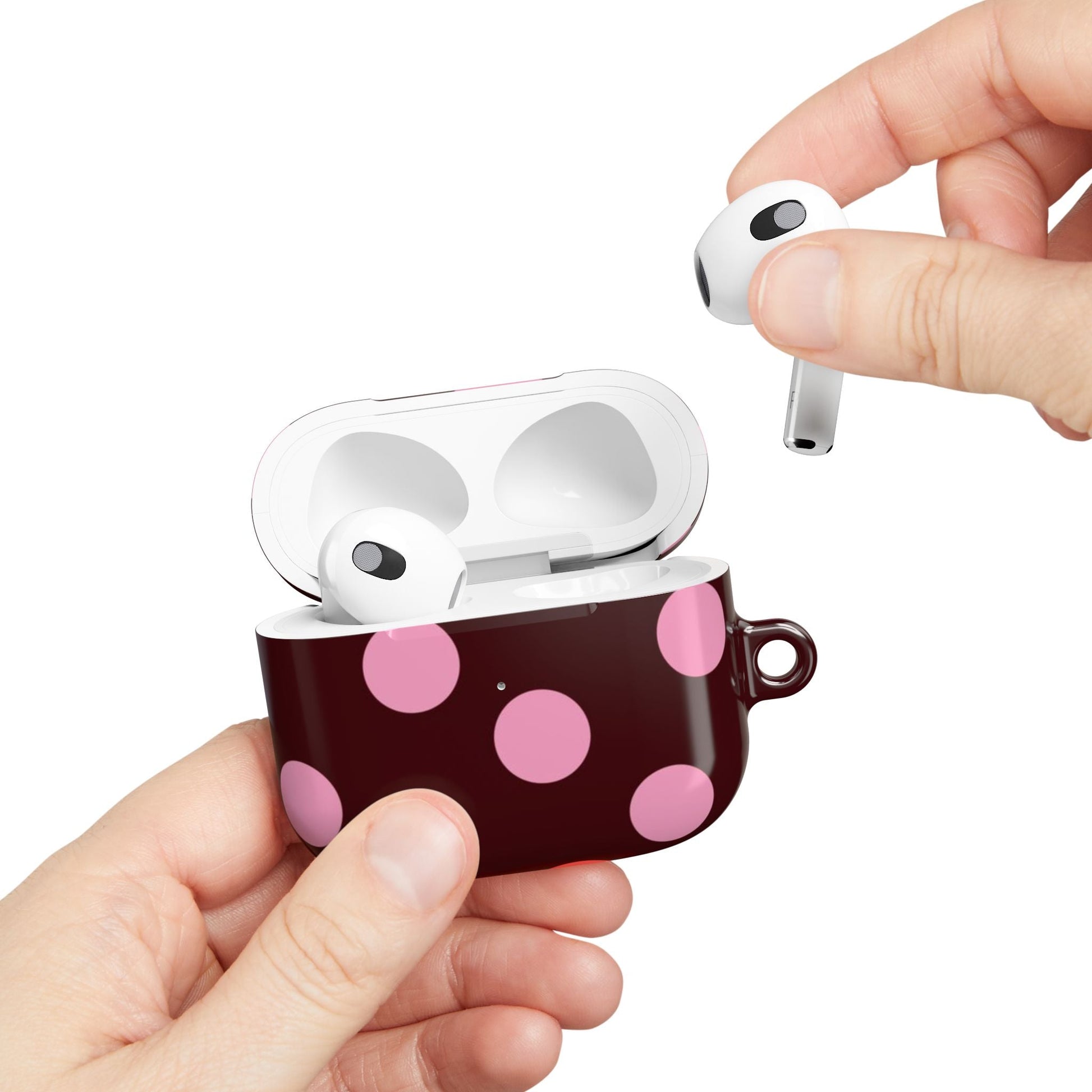 Maroon Pink Polka Dot AirPod Case - SmartHomeGoodies