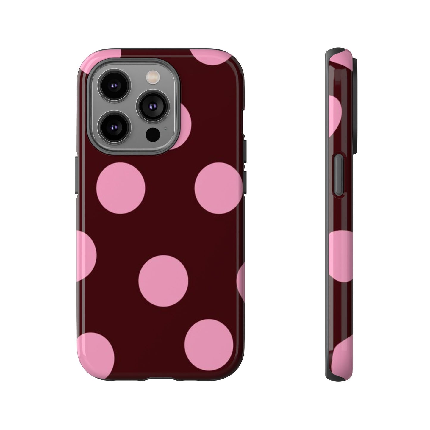 Maroon Pink Polka Dots phone case - SmartHomeGoodies