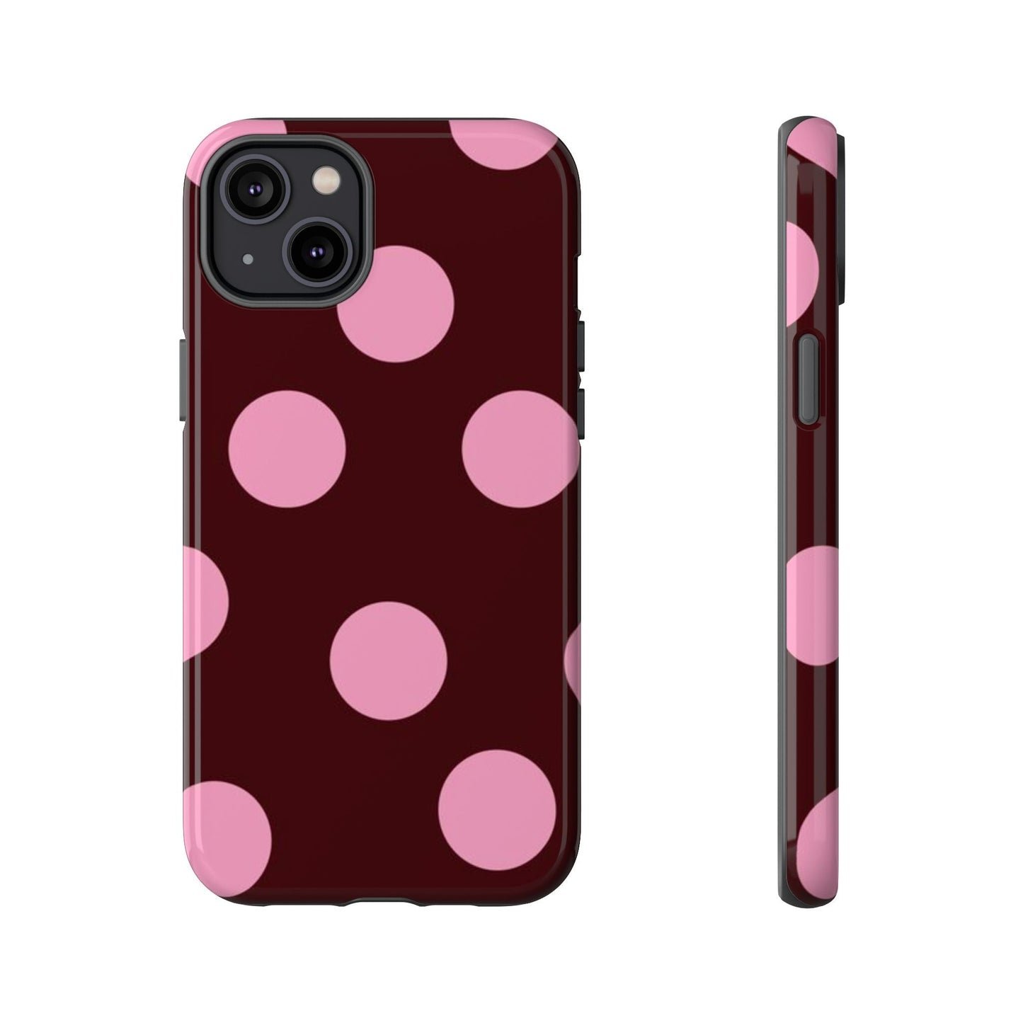 Maroon Pink Polka Dots phone case - SmartHomeGoodies