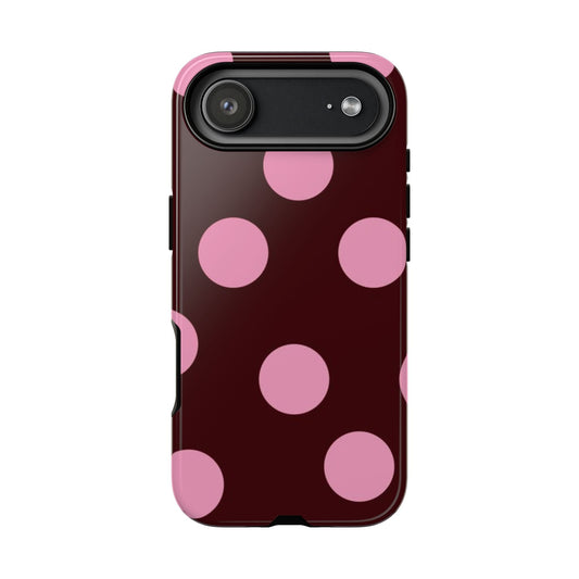 Maroon Pink Polka Dots phone case - SmartHomeGoodies