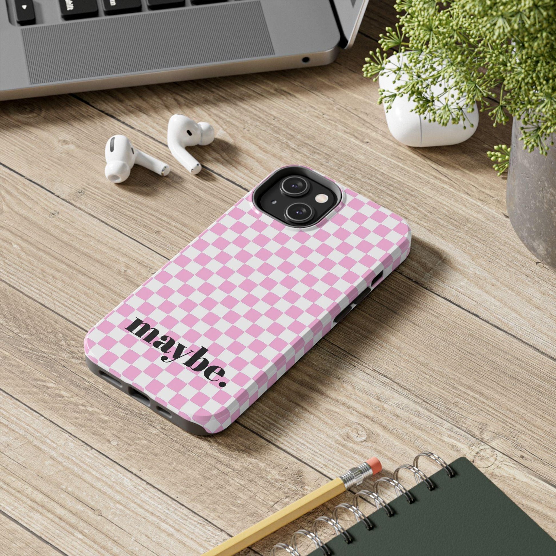 maybe. Pink Check Chess Tough iPhone Case with White and Pink Boxes - SmartHomeGoodies