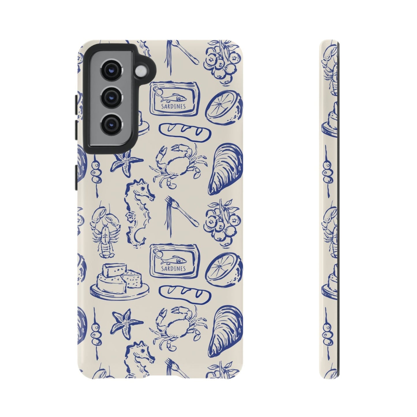 Nautical Feast – Vintage Blue Seafood Pattern Case - SmartHomeGoodies