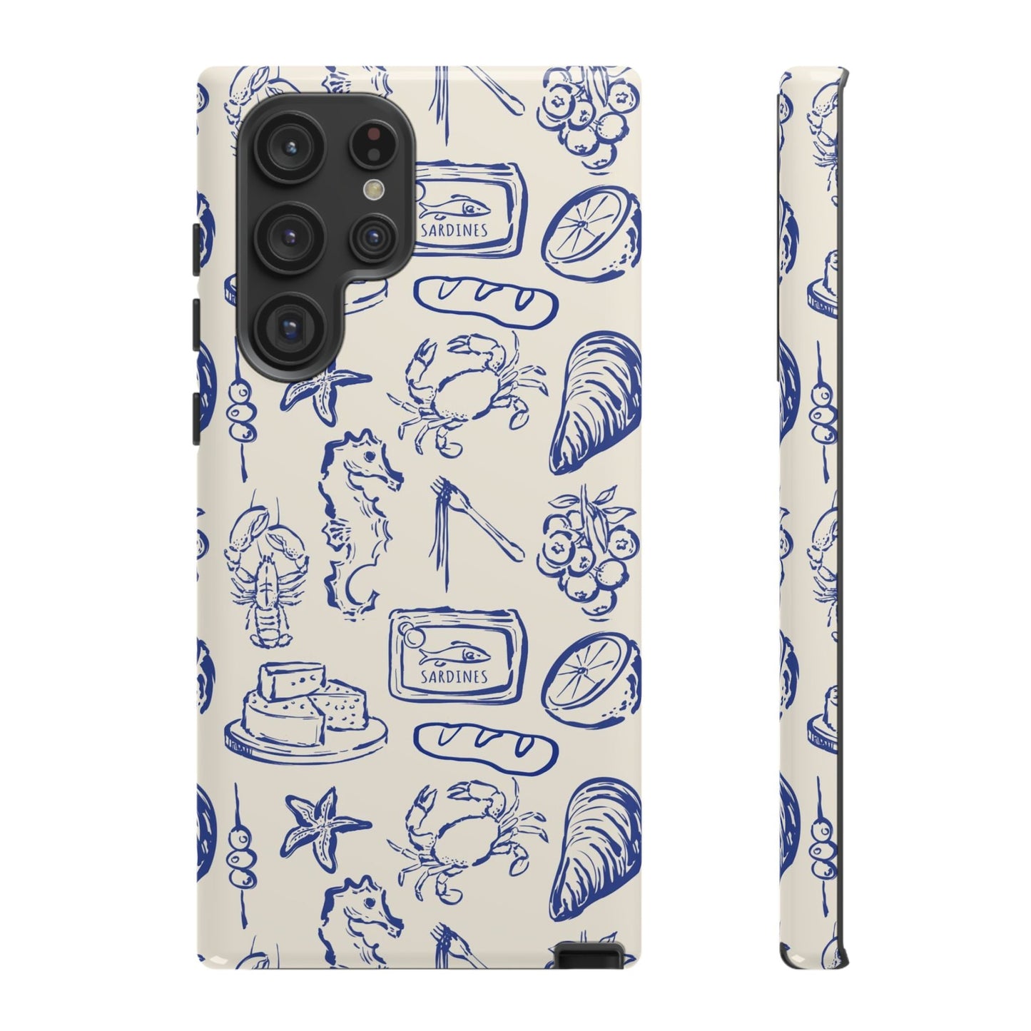 Nautical Feast – Vintage Blue Seafood Pattern Case - SmartHomeGoodies