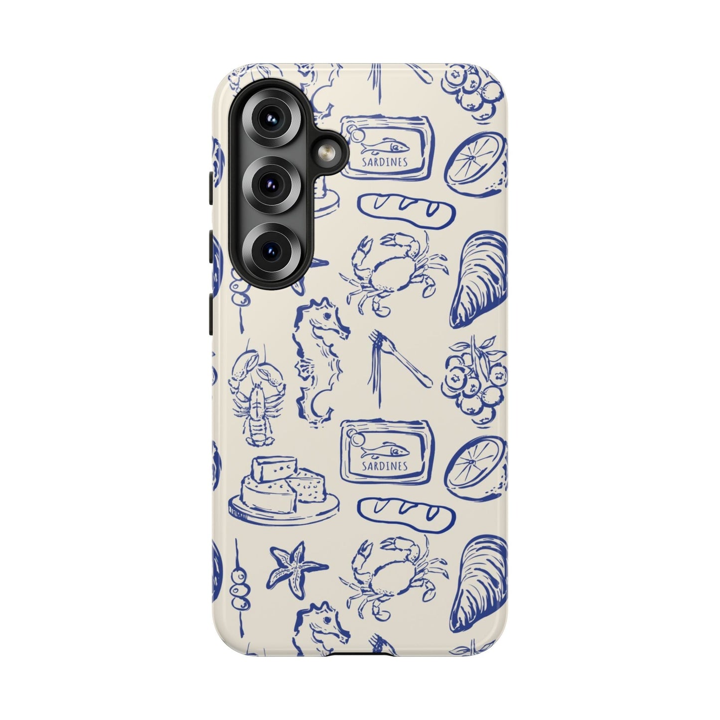 Nautical Feast – Vintage Blue Seafood Pattern Case - SmartHomeGoodies