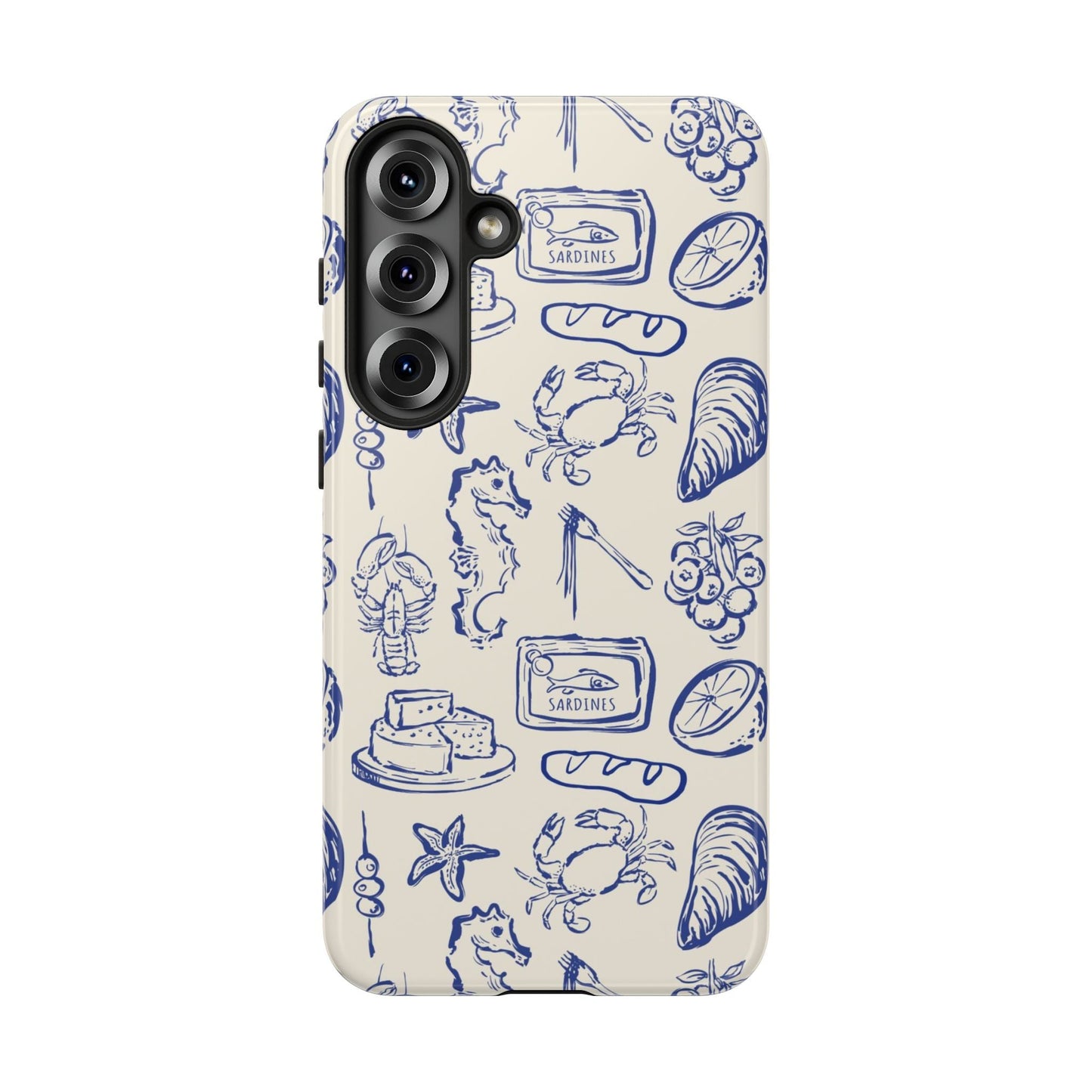 Nautical Feast – Vintage Blue Seafood Pattern Case - SmartHomeGoodies