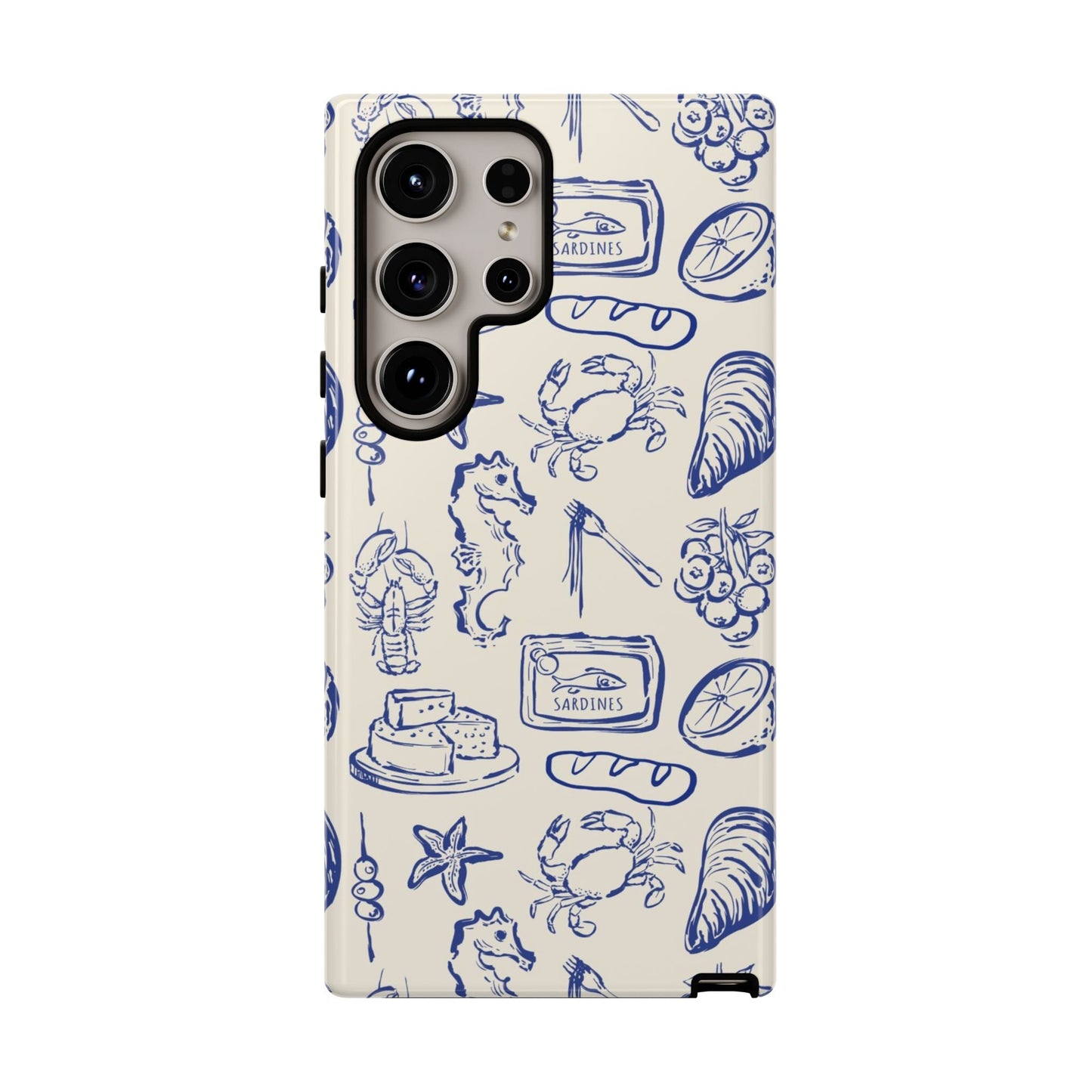 Nautical Feast – Vintage Blue Seafood Pattern Case - SmartHomeGoodies