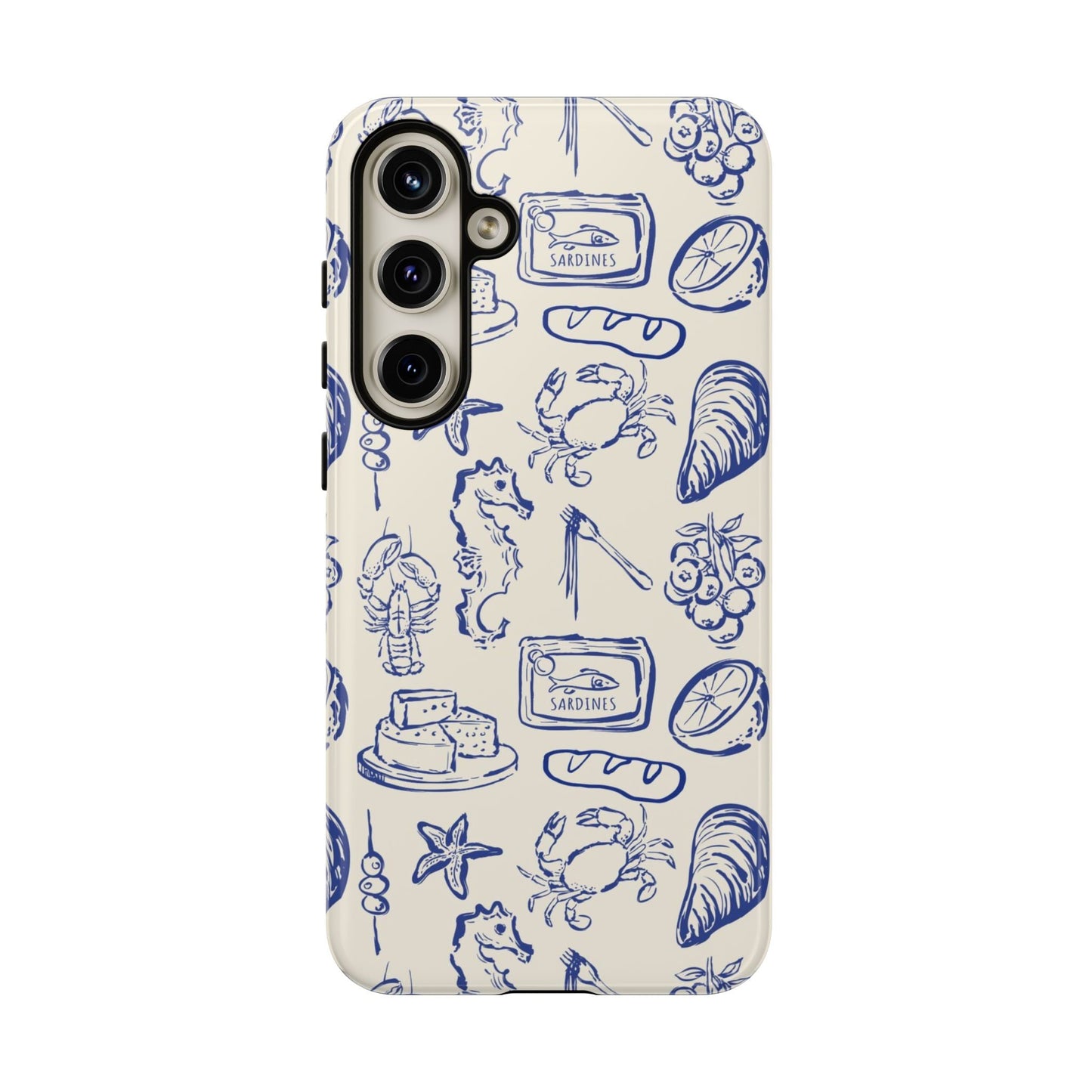 Nautical Feast – Vintage Blue Seafood Pattern Case - SmartHomeGoodies