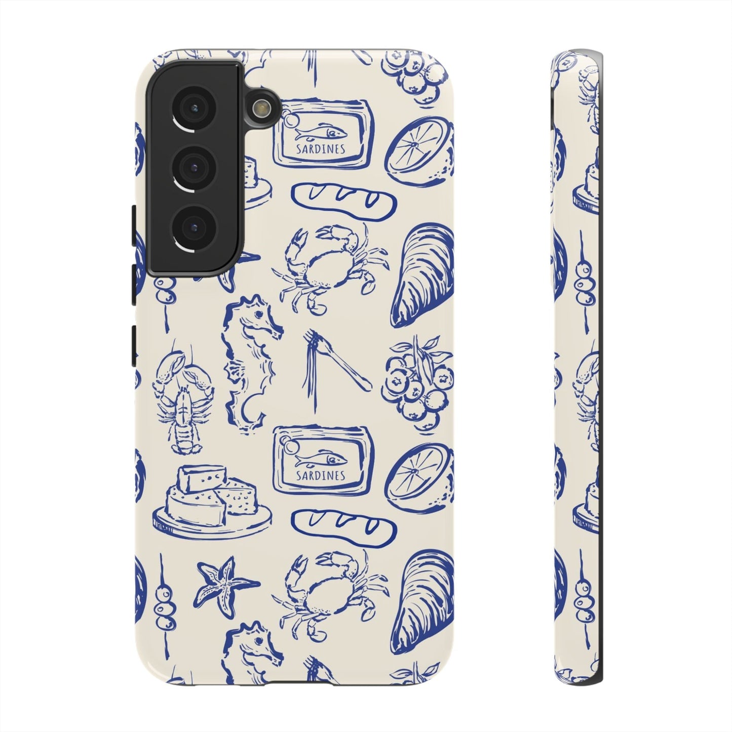Nautical Feast – Vintage Blue Seafood Pattern Case - SmartHomeGoodies