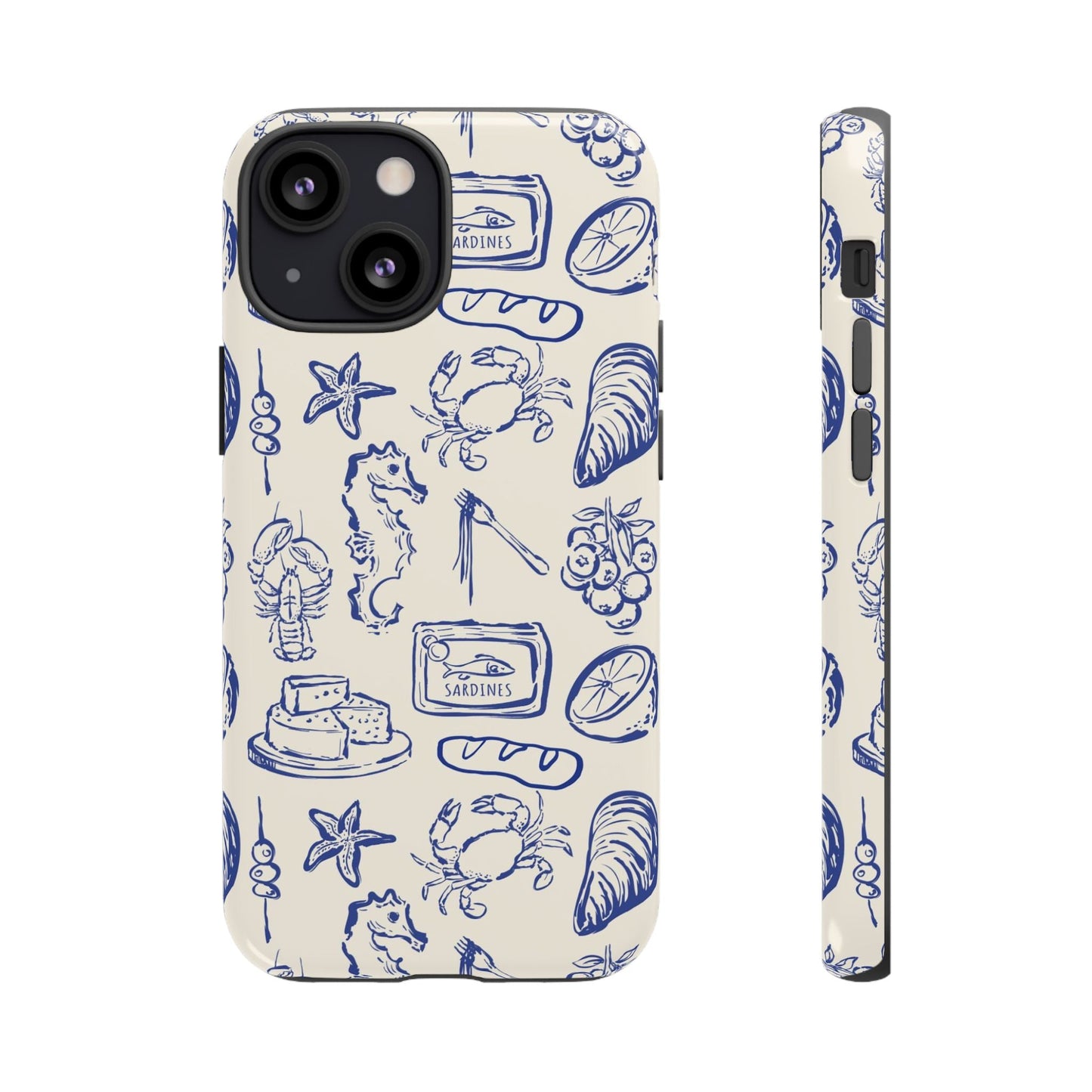 Nautical Feast – Vintage Blue Seafood Pattern Case - SmartHomeGoodies
