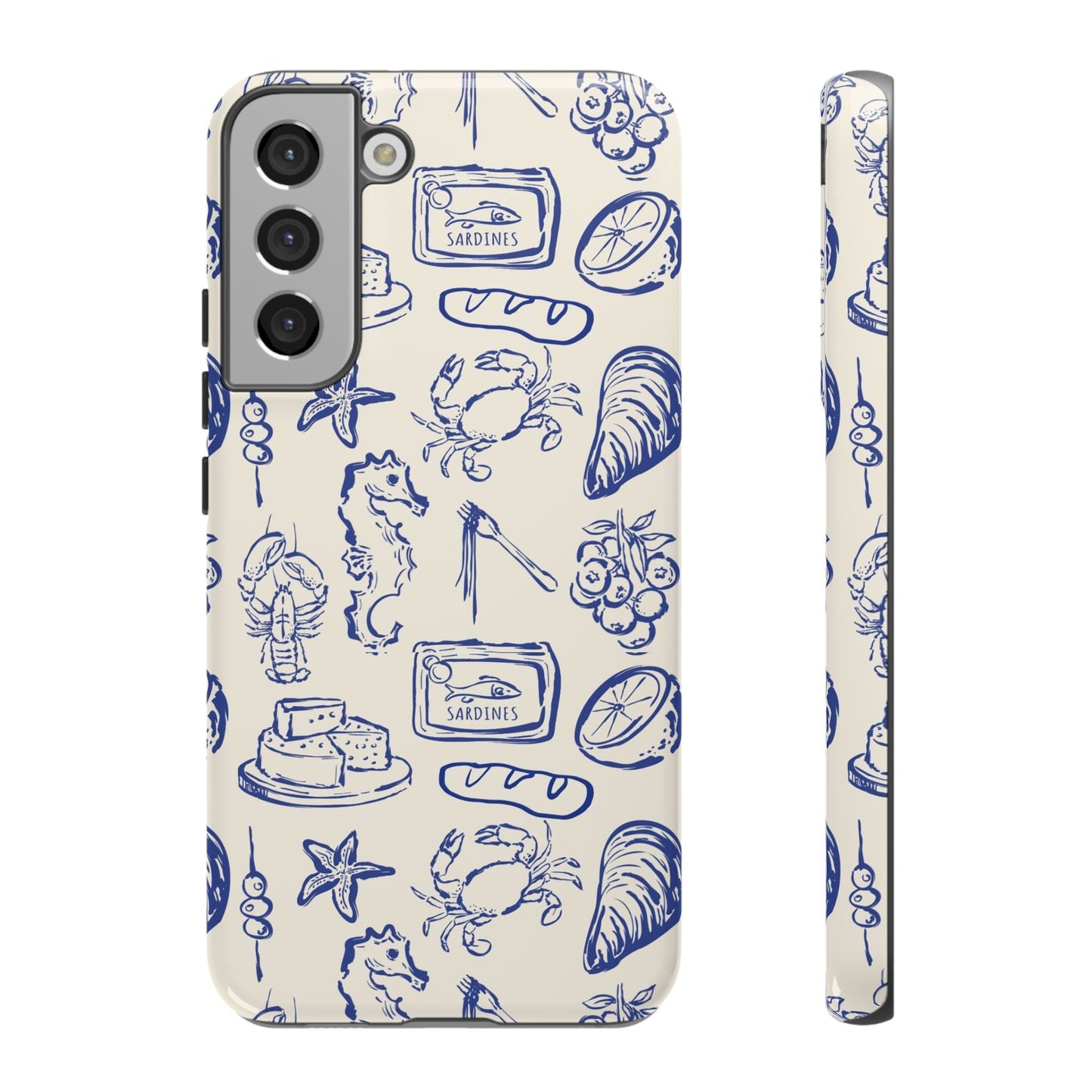 Nautical Feast – Vintage Blue Seafood Pattern Case - SmartHomeGoodies