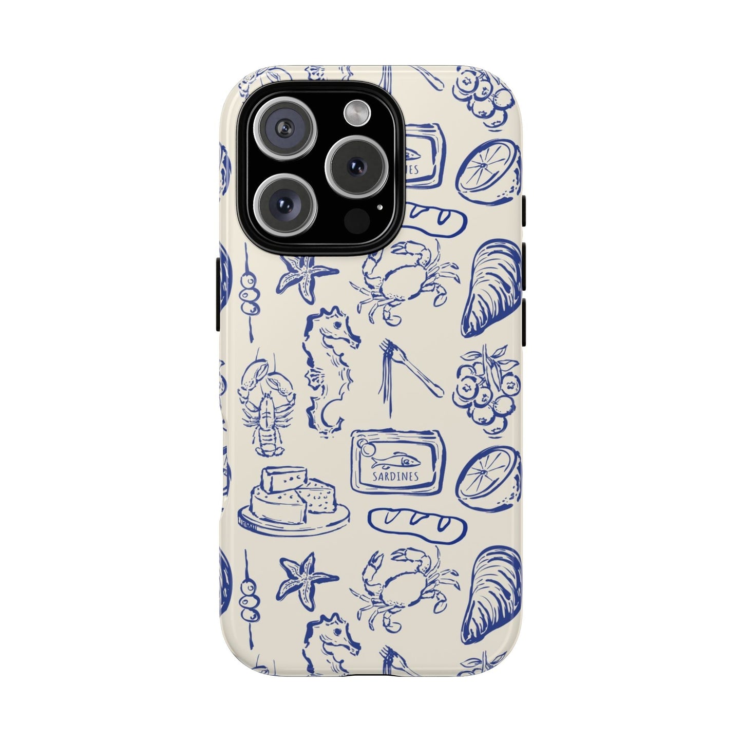 Nautical Feast – Vintage Blue Seafood Pattern Case - SmartHomeGoodies