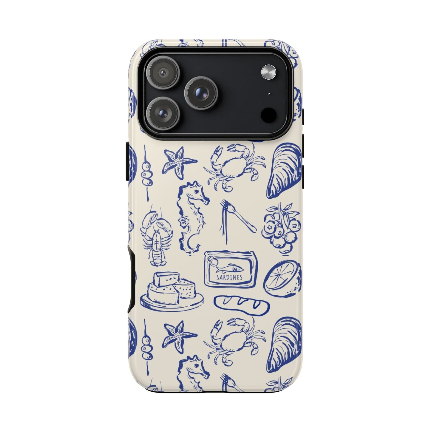 Nautical Feast – Vintage Blue Seafood Pattern Case - SmartHomeGoodies