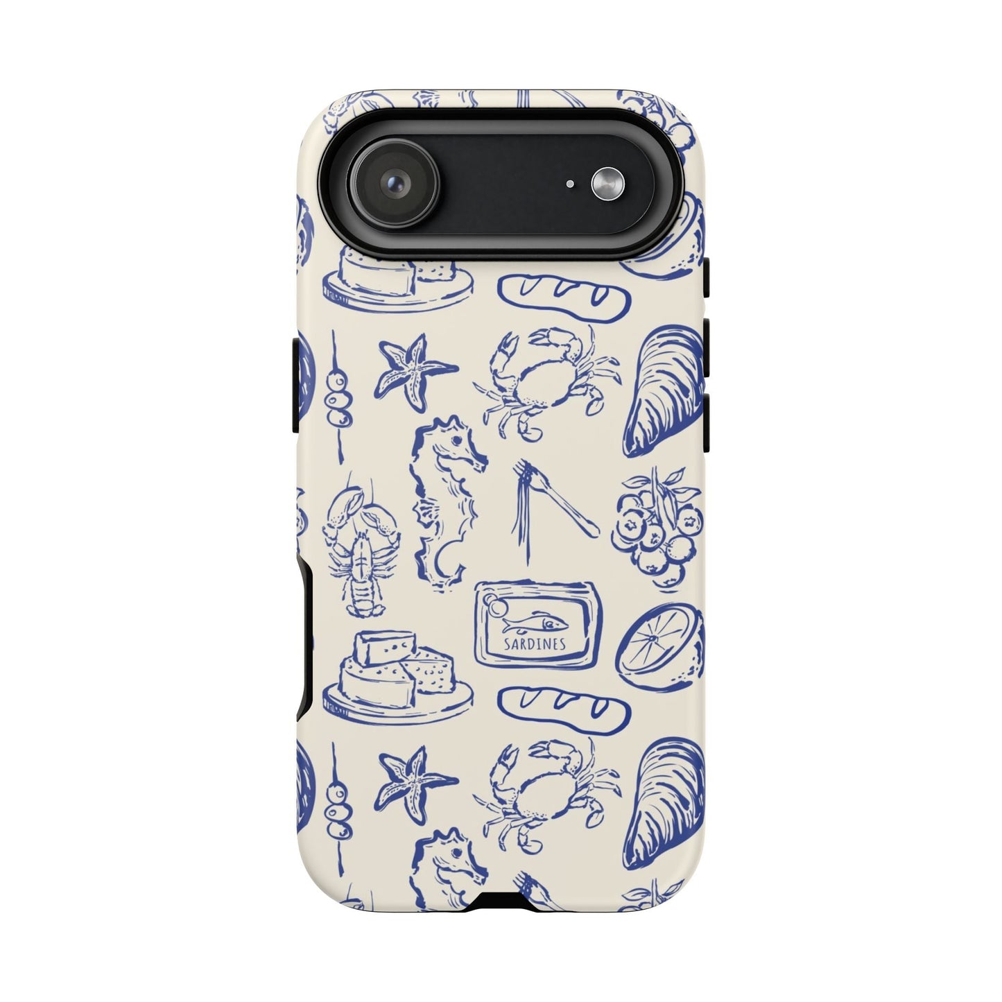 Nautical Feast – Vintage Blue Seafood Pattern Case - SmartHomeGoodies
