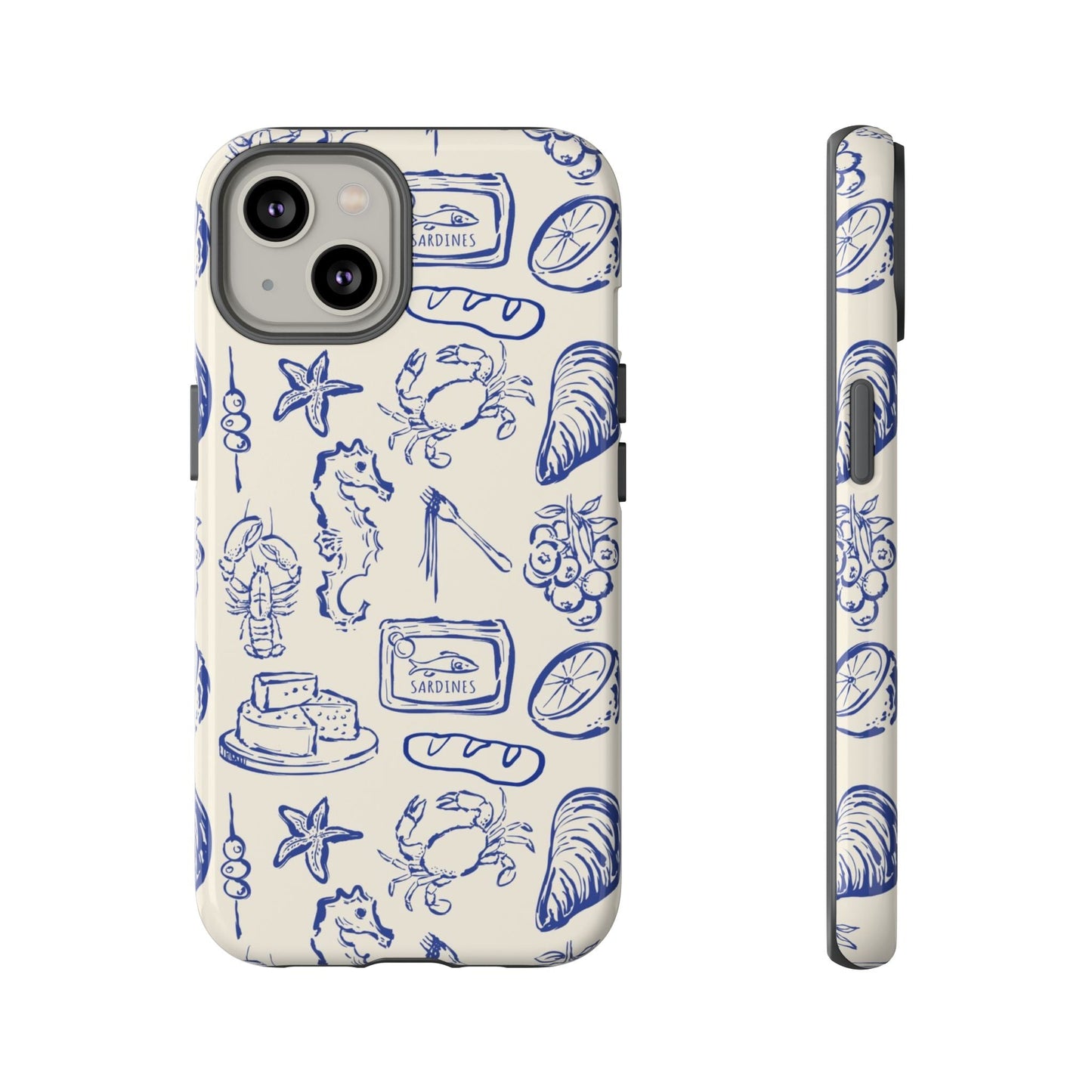 Nautical Feast – Vintage Blue Seafood Pattern Case - SmartHomeGoodies
