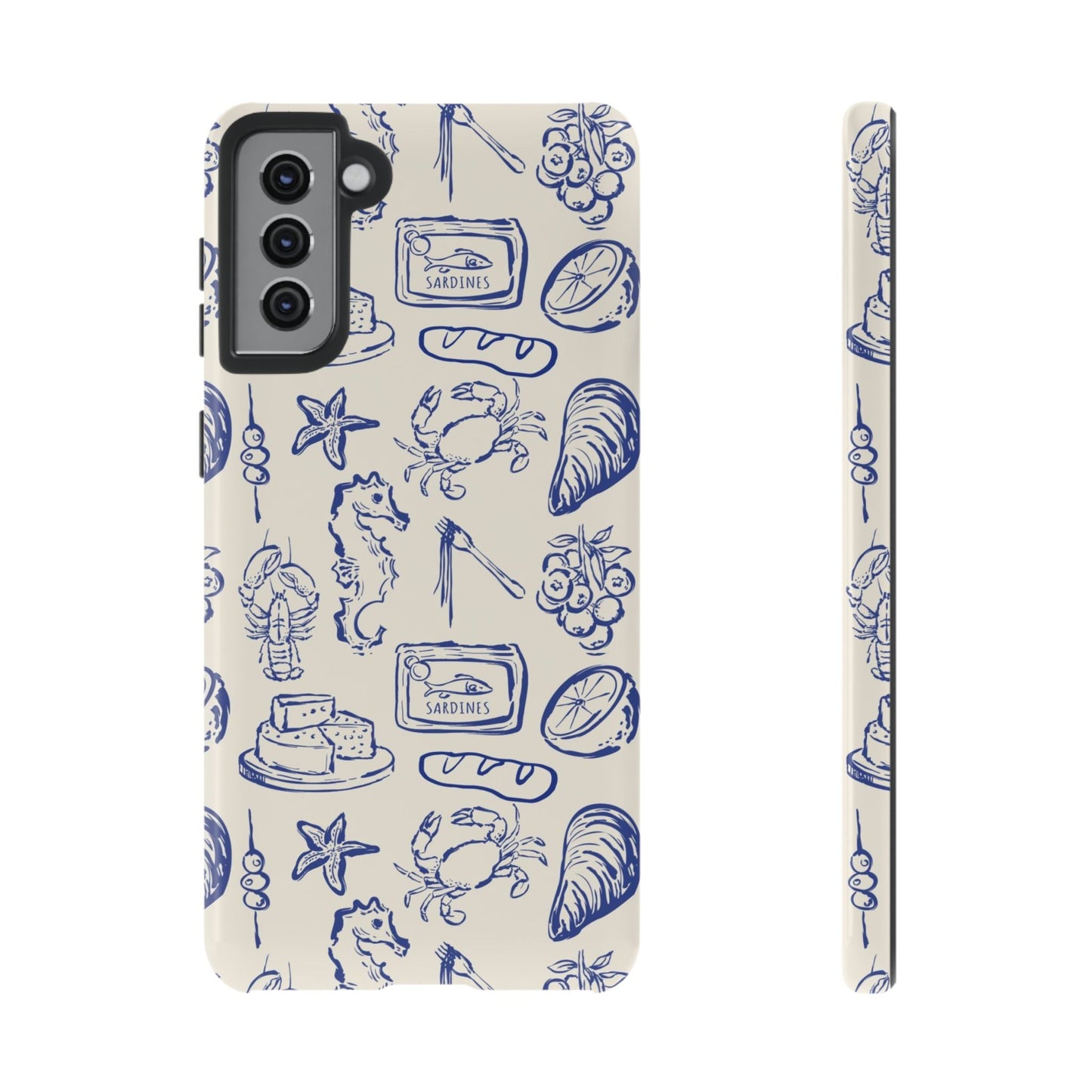 Nautical Feast – Vintage Blue Seafood Pattern Case - SmartHomeGoodies