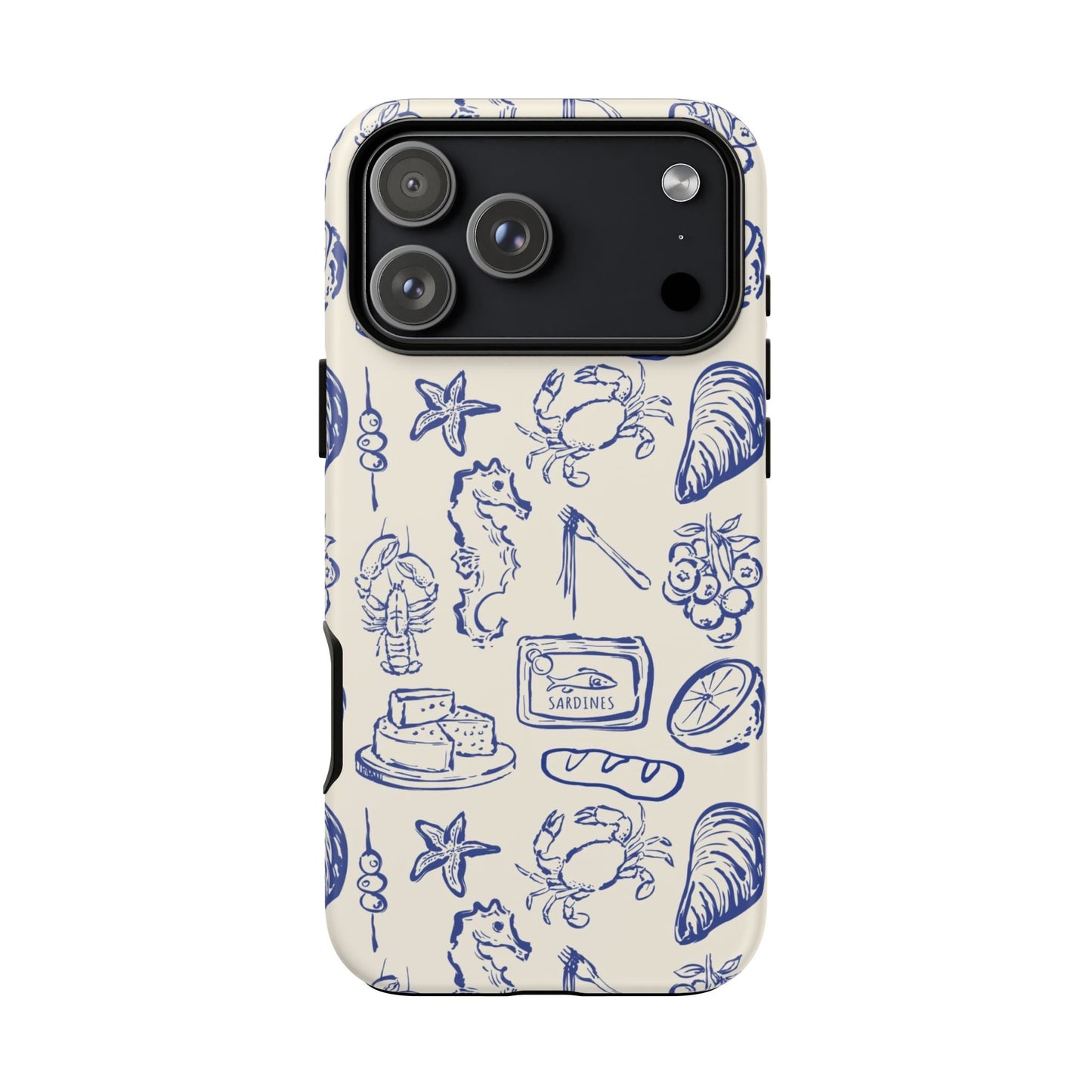 Nautical Feast – Vintage Blue Seafood Pattern Case - SmartHomeGoodies