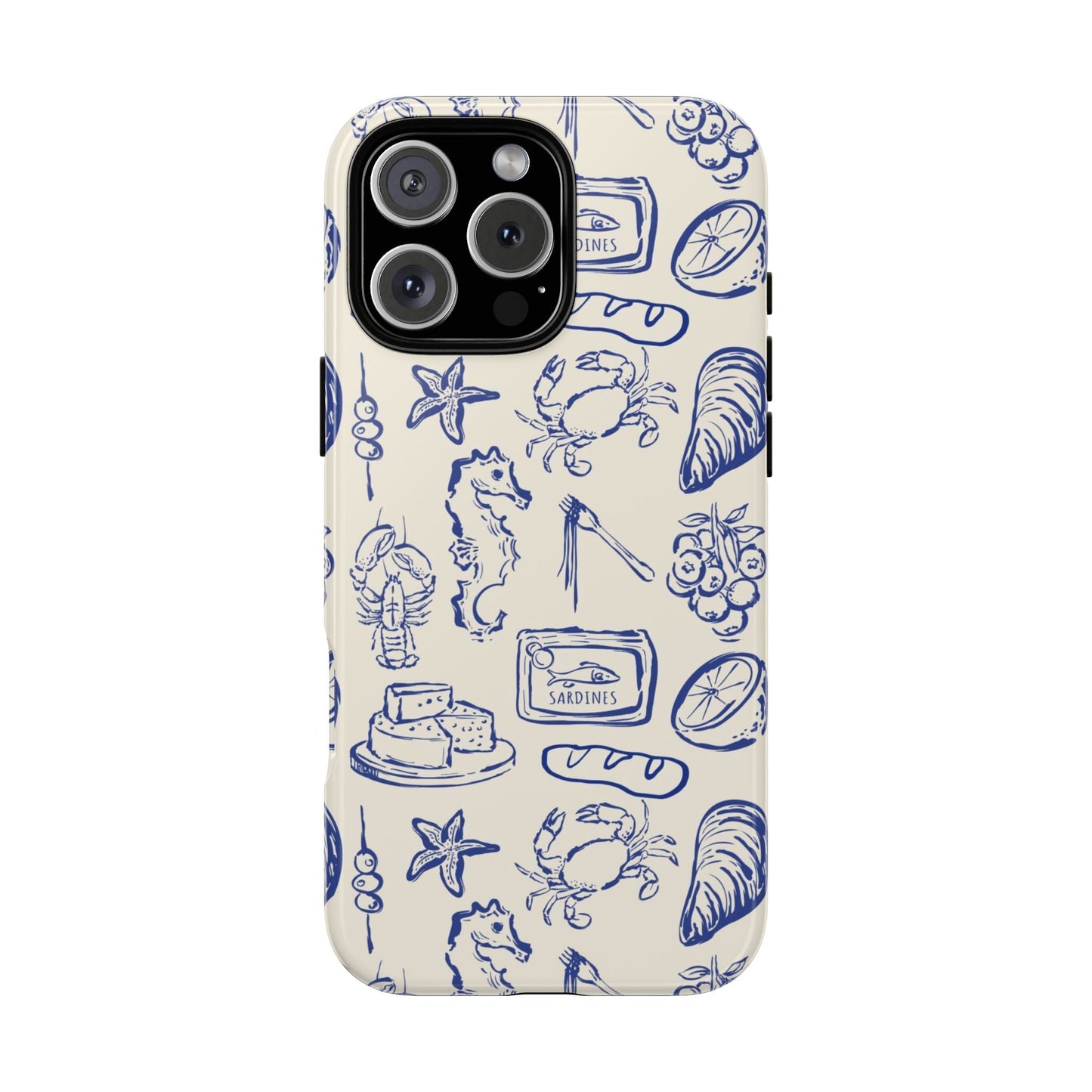 Nautical Feast – Vintage Blue Seafood Pattern Case - SmartHomeGoodies