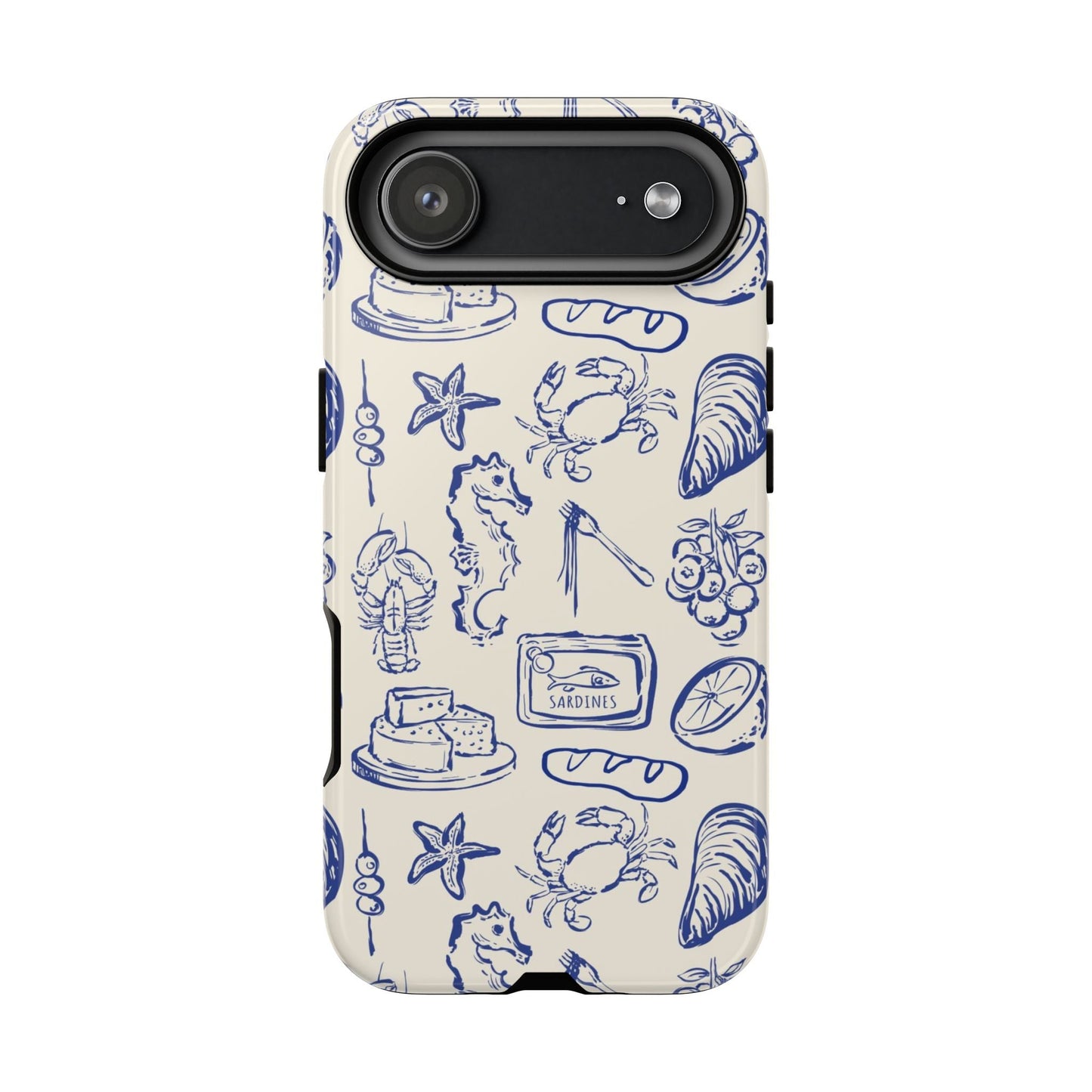 Nautical Feast – Vintage Blue Seafood Pattern Case - SmartHomeGoodies
