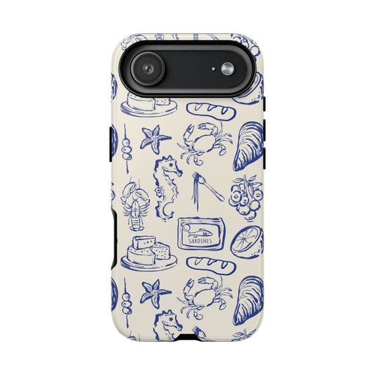 Nautical Feast – Vintage Blue Seafood Pattern Case - SmartHomeGoodies