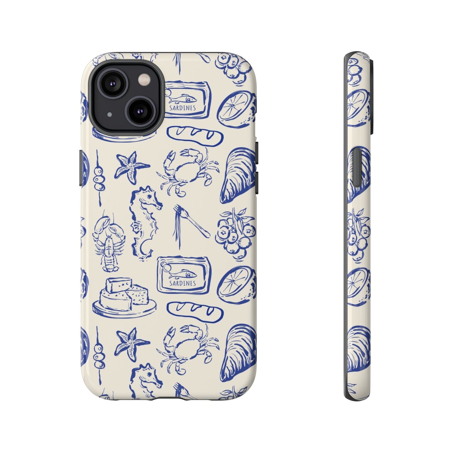 Nautical Feast – Vintage Blue Seafood Pattern Case - SmartHomeGoodies