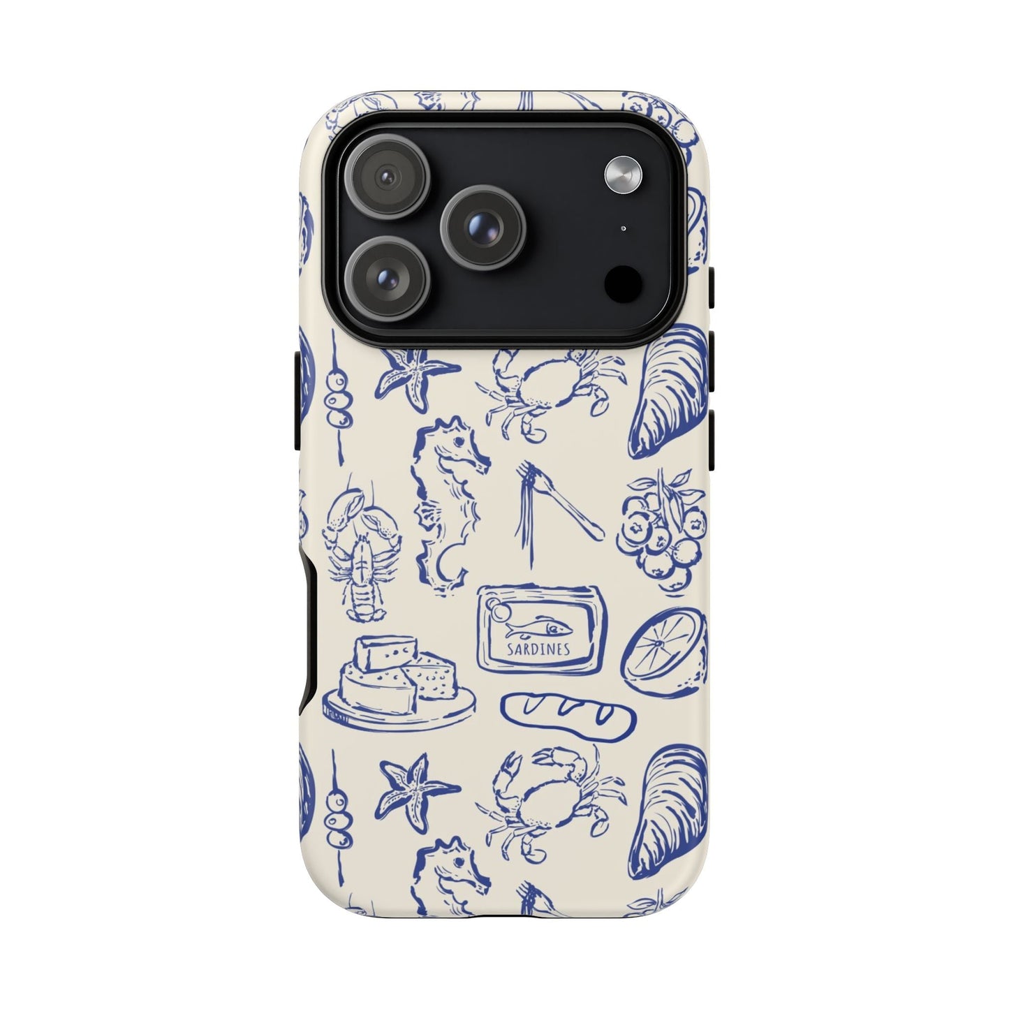 Nautical Feast – Vintage Blue Seafood Pattern Case - SmartHomeGoodies