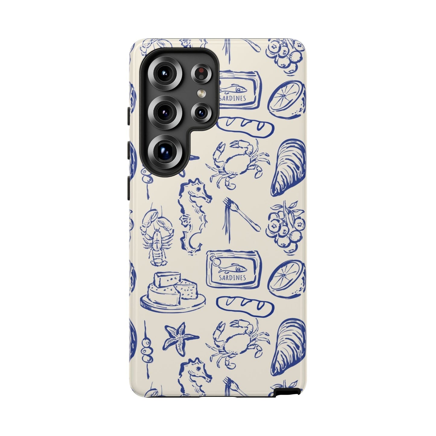 Nautical Feast – Vintage Blue Seafood Pattern Case - SmartHomeGoodies