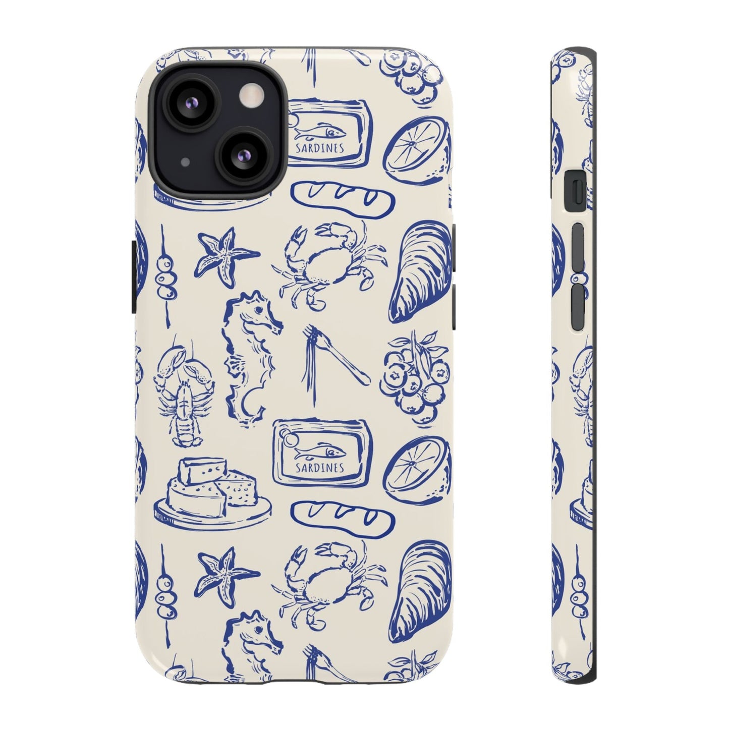 Nautical Feast – Vintage Blue Seafood Pattern Case - SmartHomeGoodies