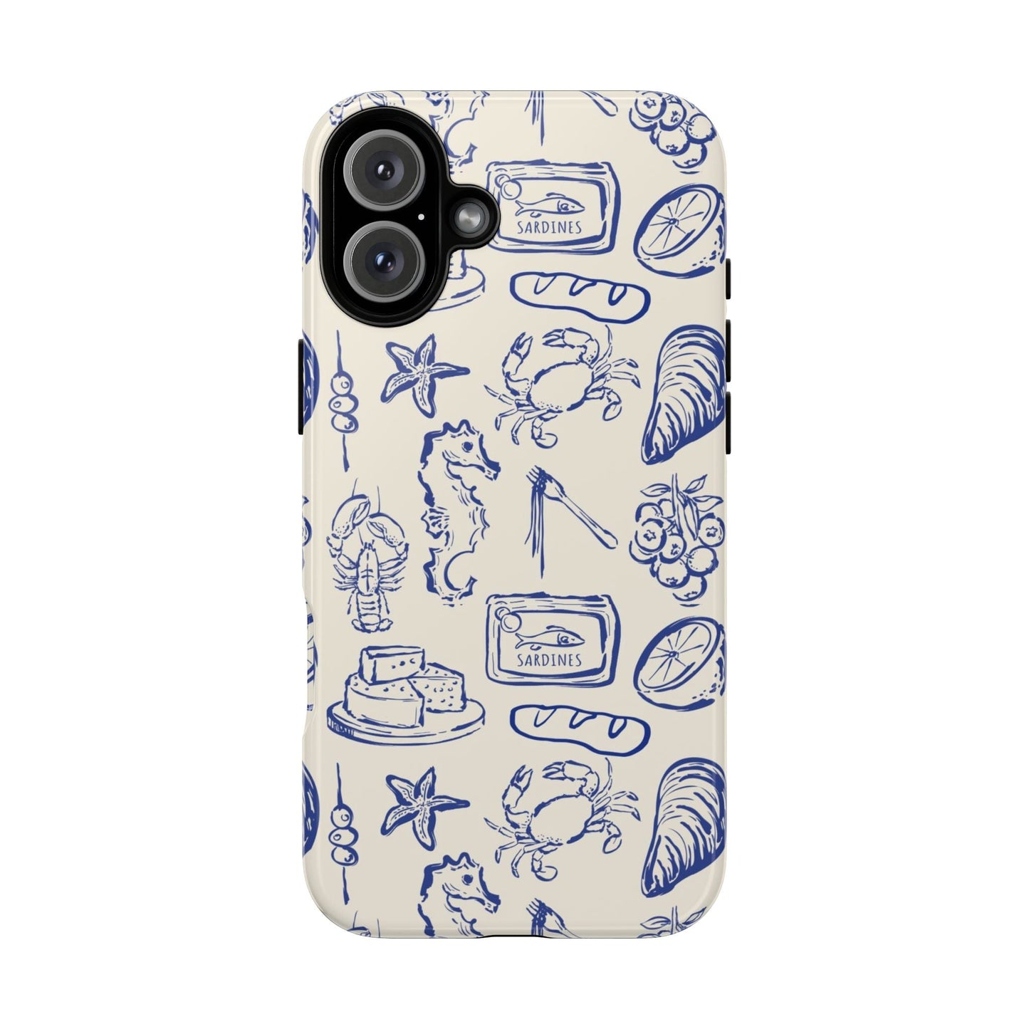 Nautical Feast – Vintage Blue Seafood Pattern Case - SmartHomeGoodies
