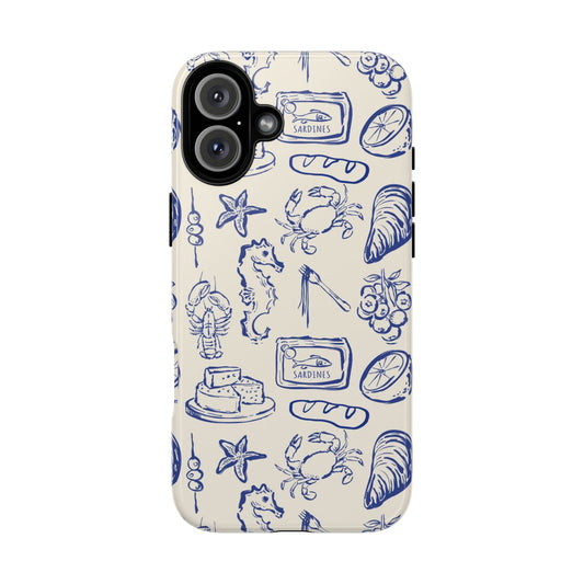 Nautical Feast – Vintage Blue Seafood Pattern Case - SmartHomeGoodies