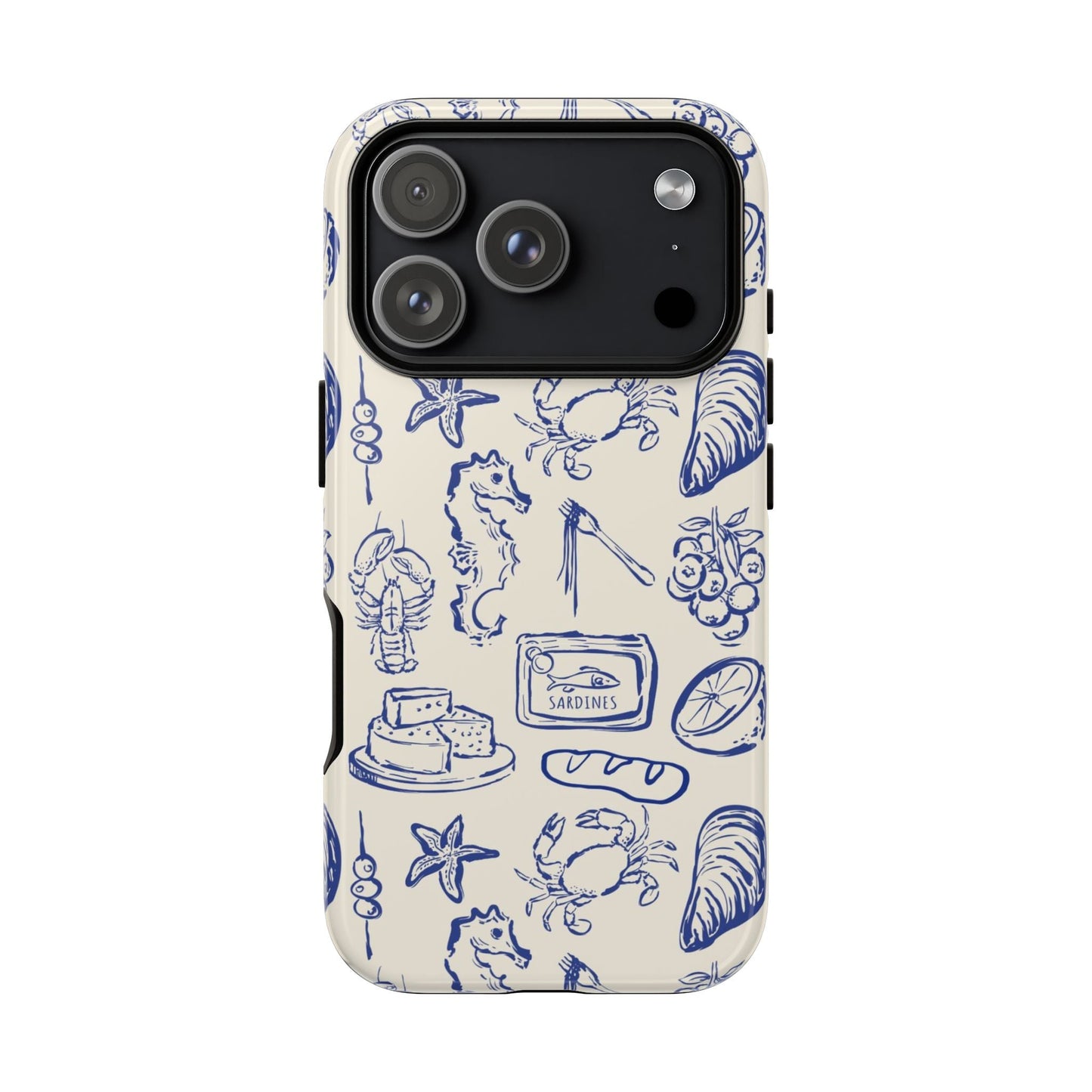 Nautical Feast – Vintage Blue Seafood Pattern Case - SmartHomeGoodies