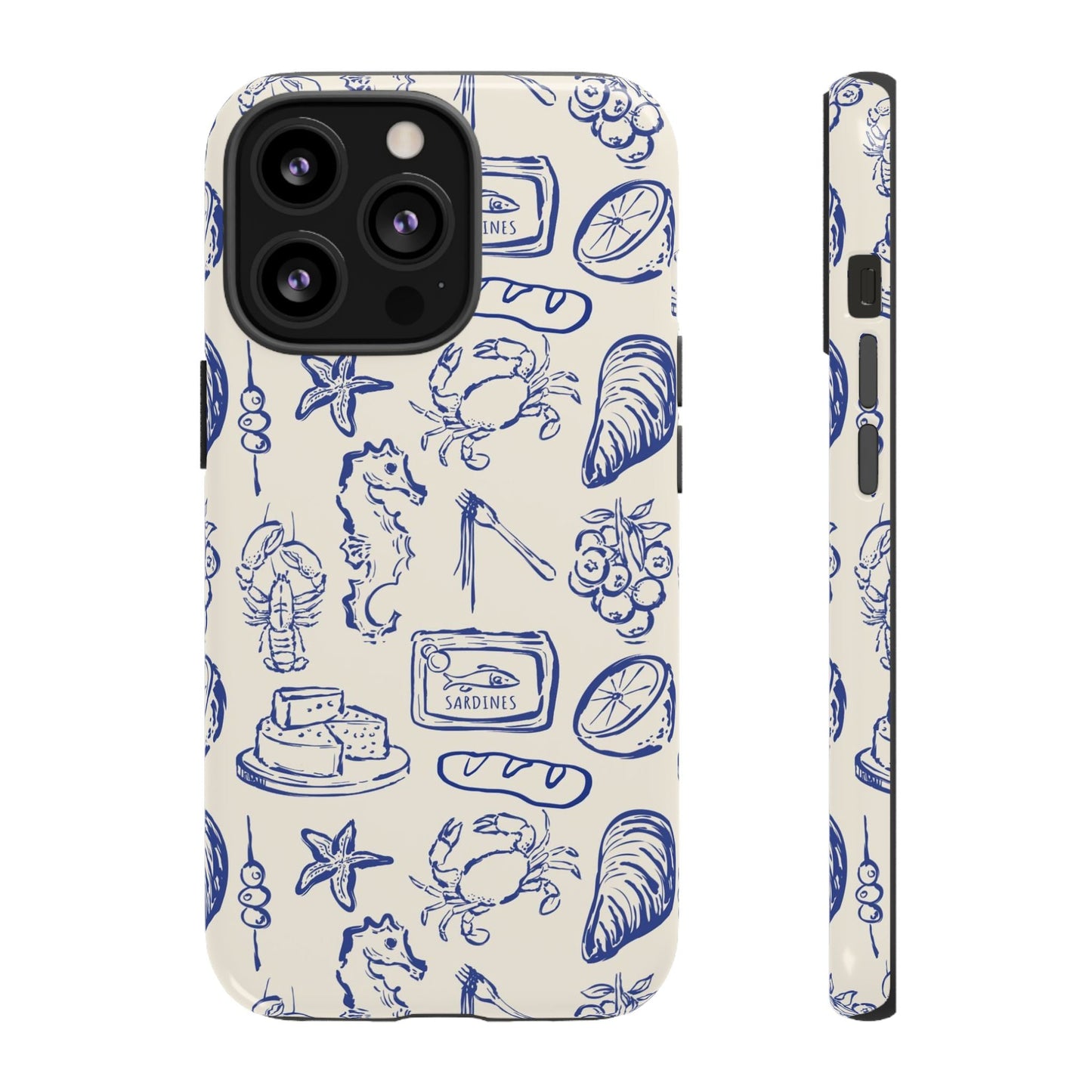 Nautical Feast – Vintage Blue Seafood Pattern Case - SmartHomeGoodies