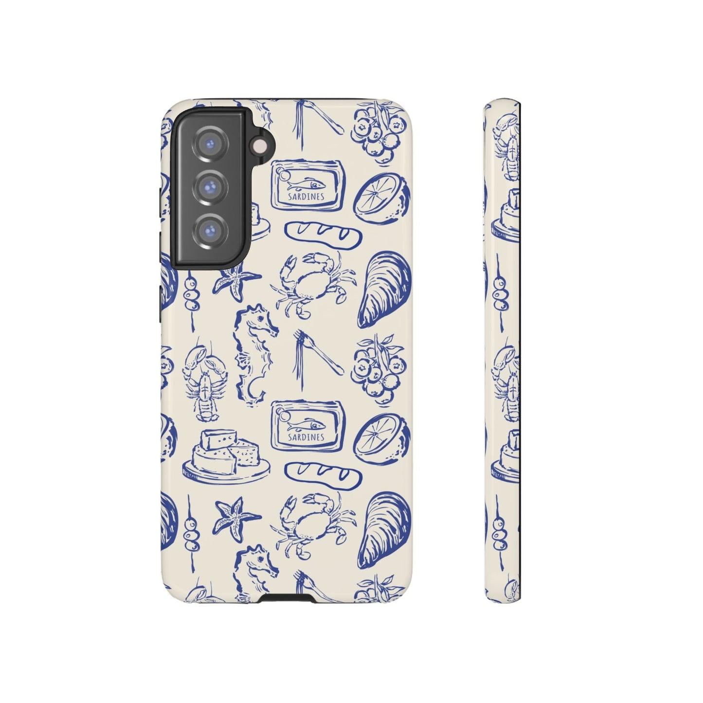 Nautical Feast – Vintage Blue Seafood Pattern Case - SmartHomeGoodies