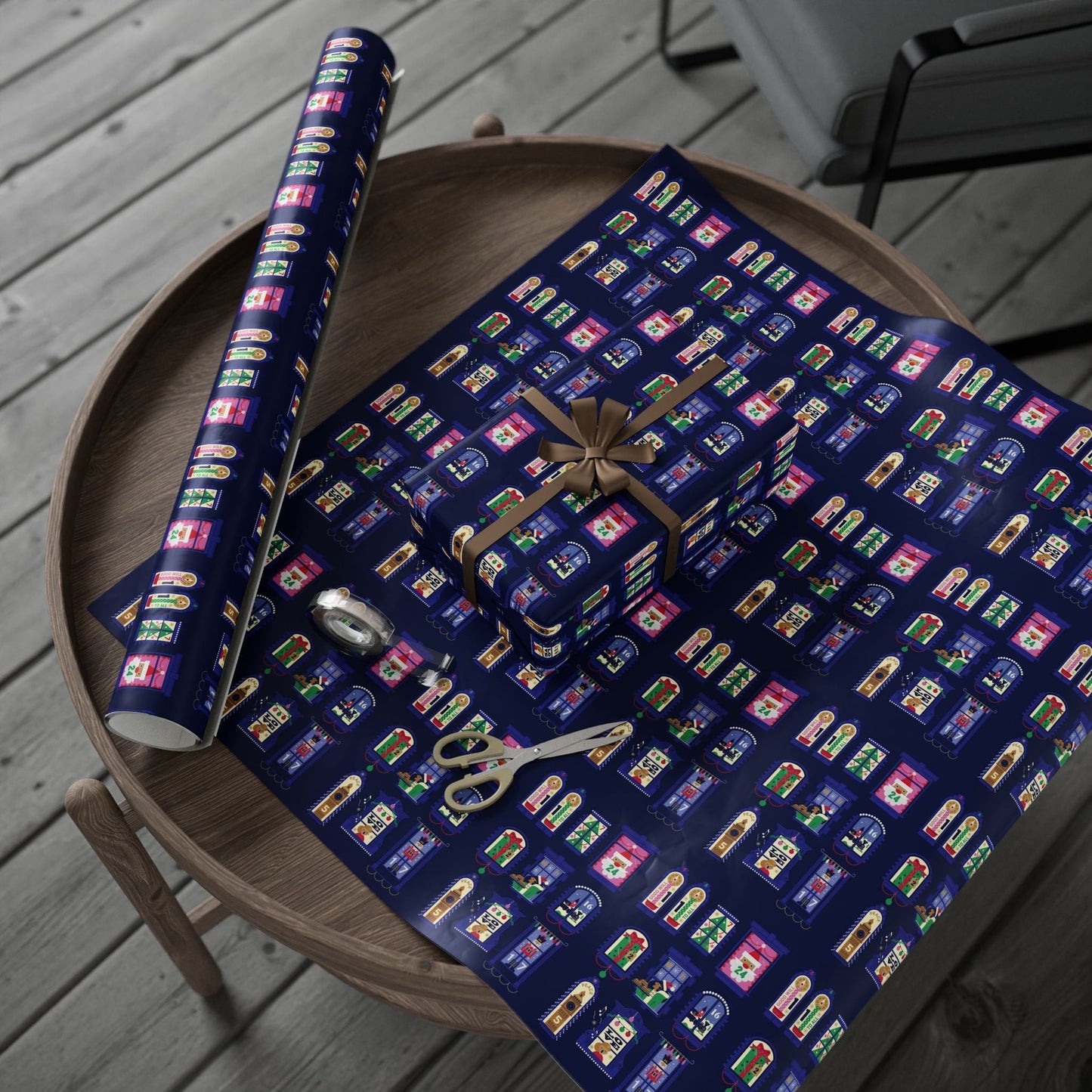 Nutcracker & Festive Windows Midnight Christmas Wrapping Paper - SmartHomeGoodies