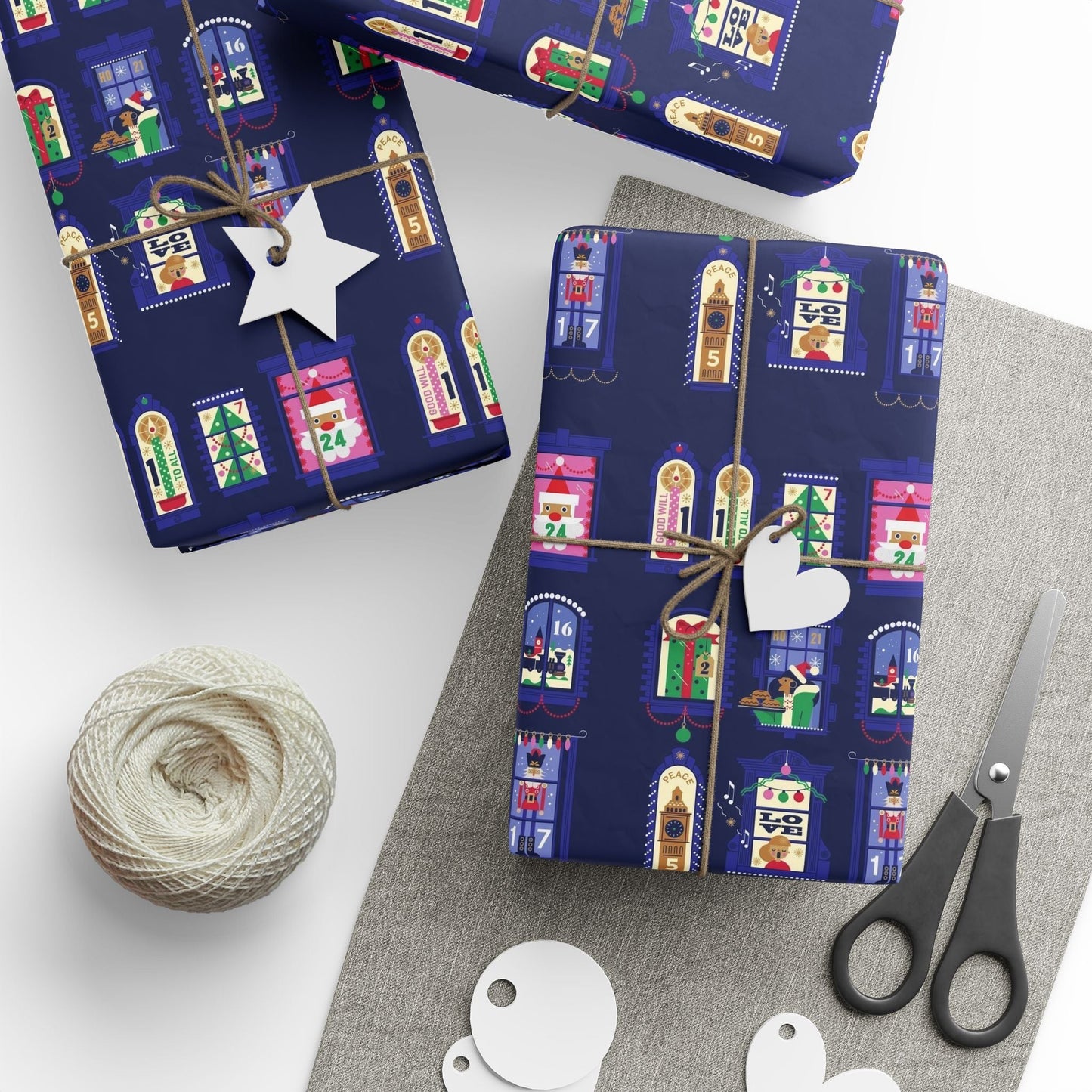 Nutcracker & Festive Windows Midnight Christmas Wrapping Paper - SmartHomeGoodies