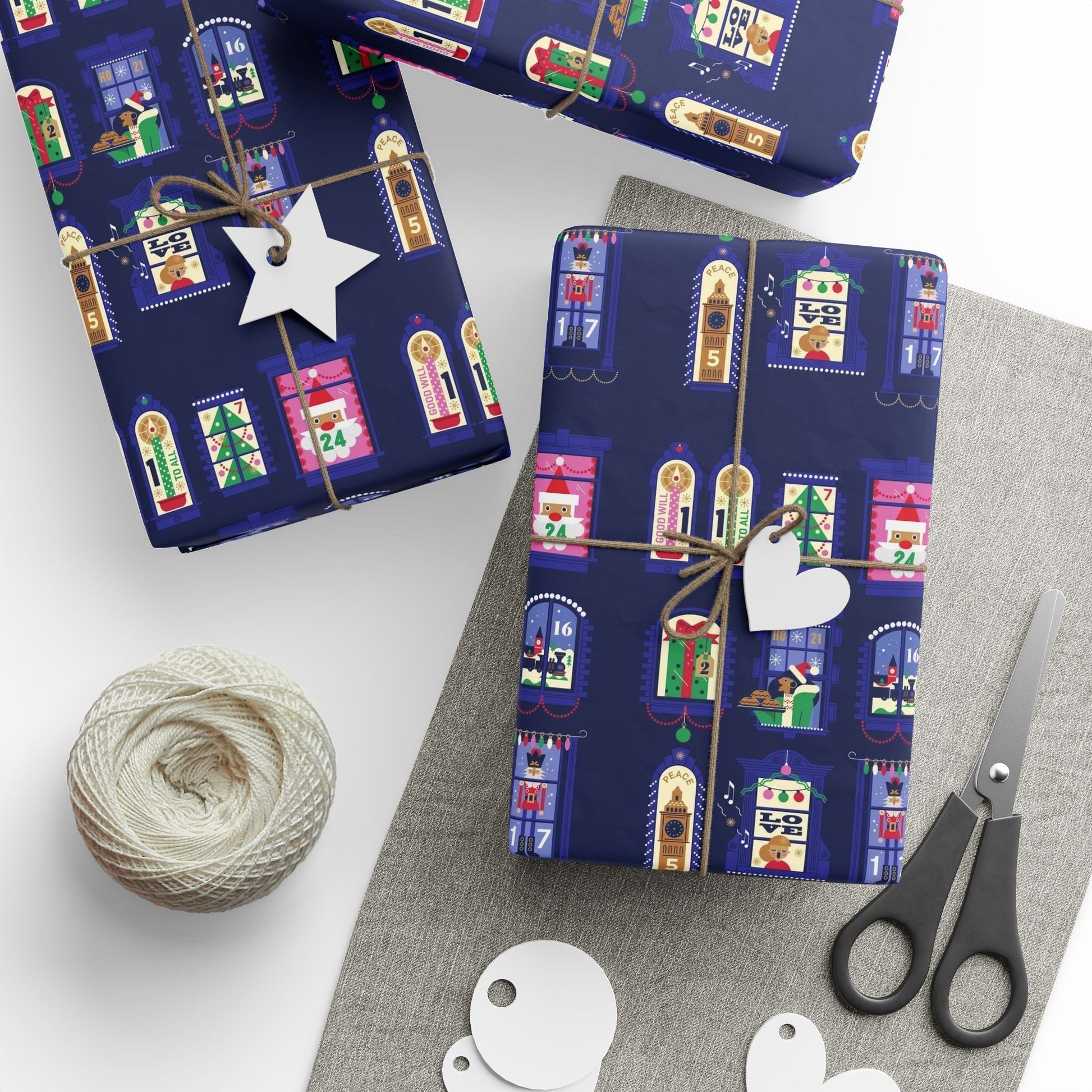 Nutcracker & Festive Windows Midnight Christmas Wrapping Paper - SmartHomeGoodies