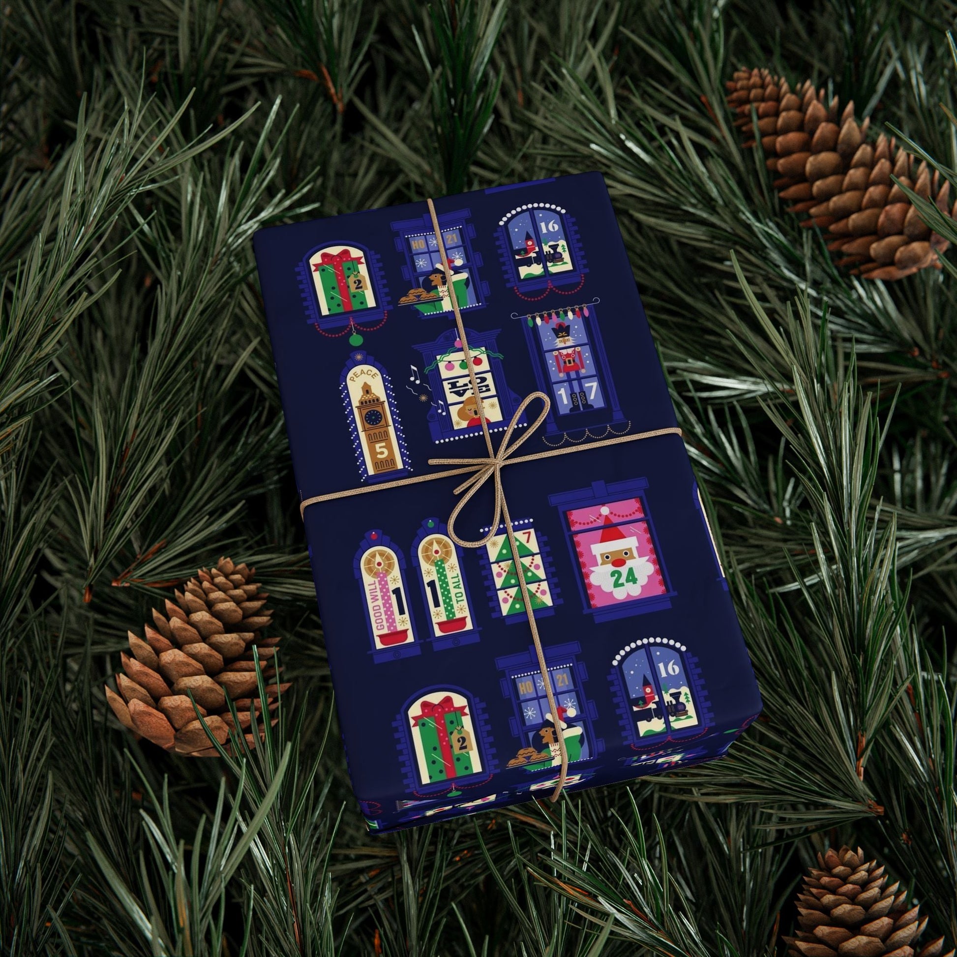 Nutcracker & Festive Windows Midnight Christmas Wrapping Paper - SmartHomeGoodies
