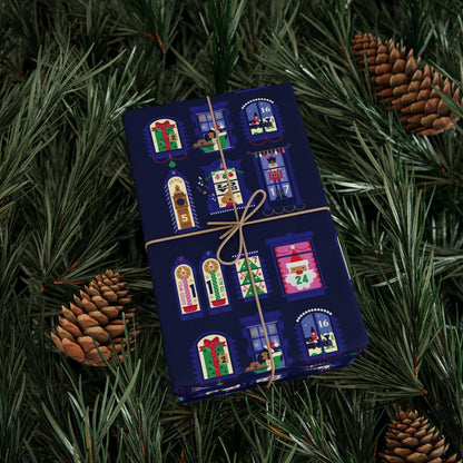 Nutcracker & Festive Windows Midnight Christmas Wrapping Paper - SmartHomeGoodies