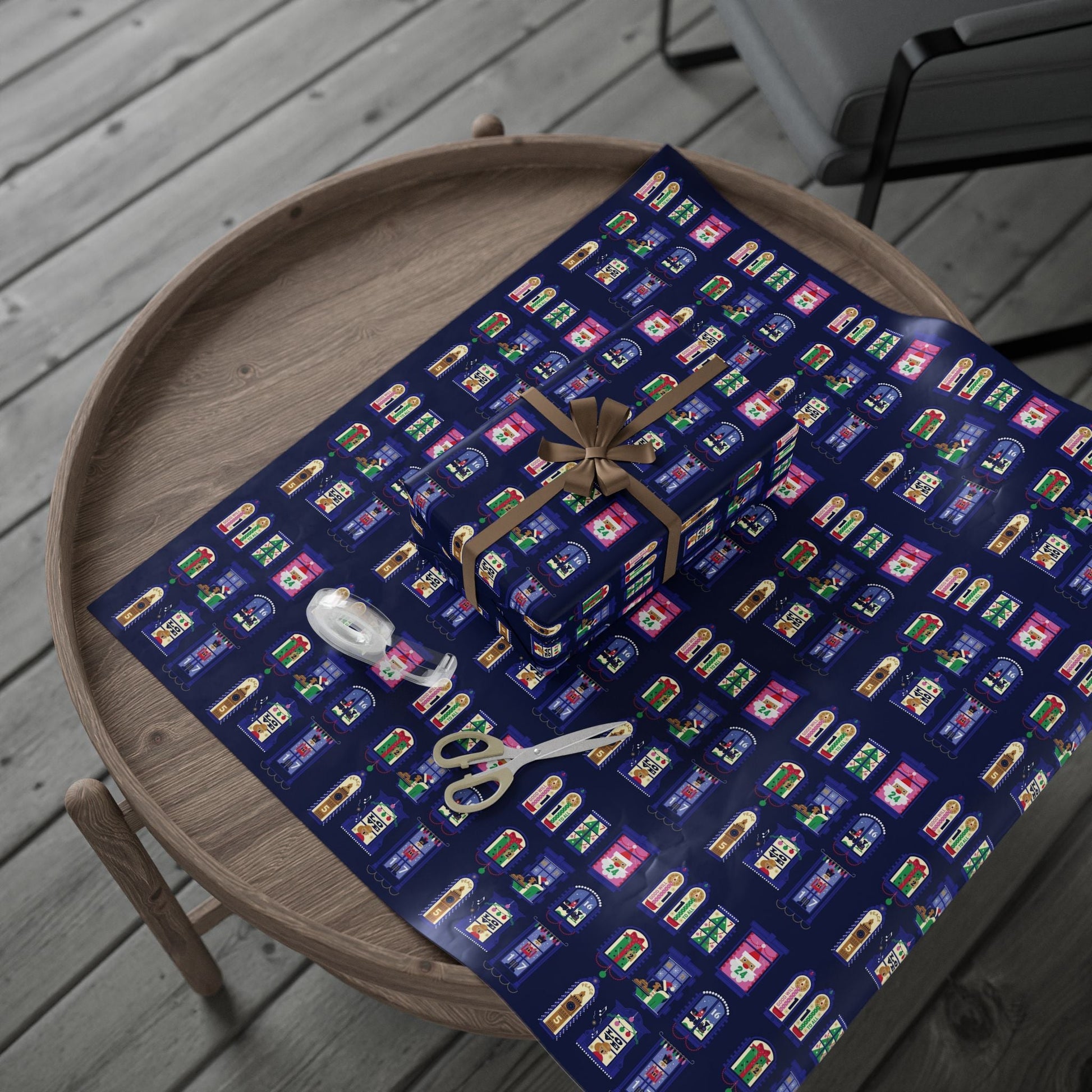 Nutcracker & Festive Windows Midnight Christmas Wrapping Paper - SmartHomeGoodies