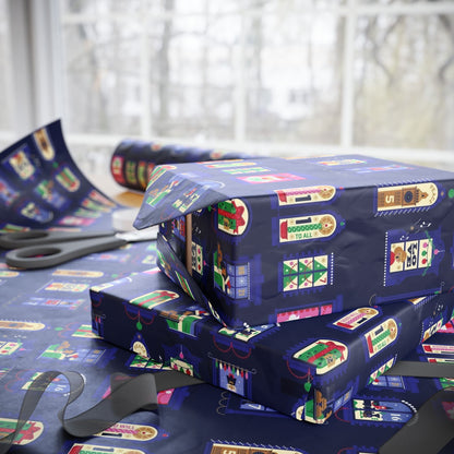Nutcracker & Festive Windows Midnight Christmas Wrapping Paper - SmartHomeGoodies