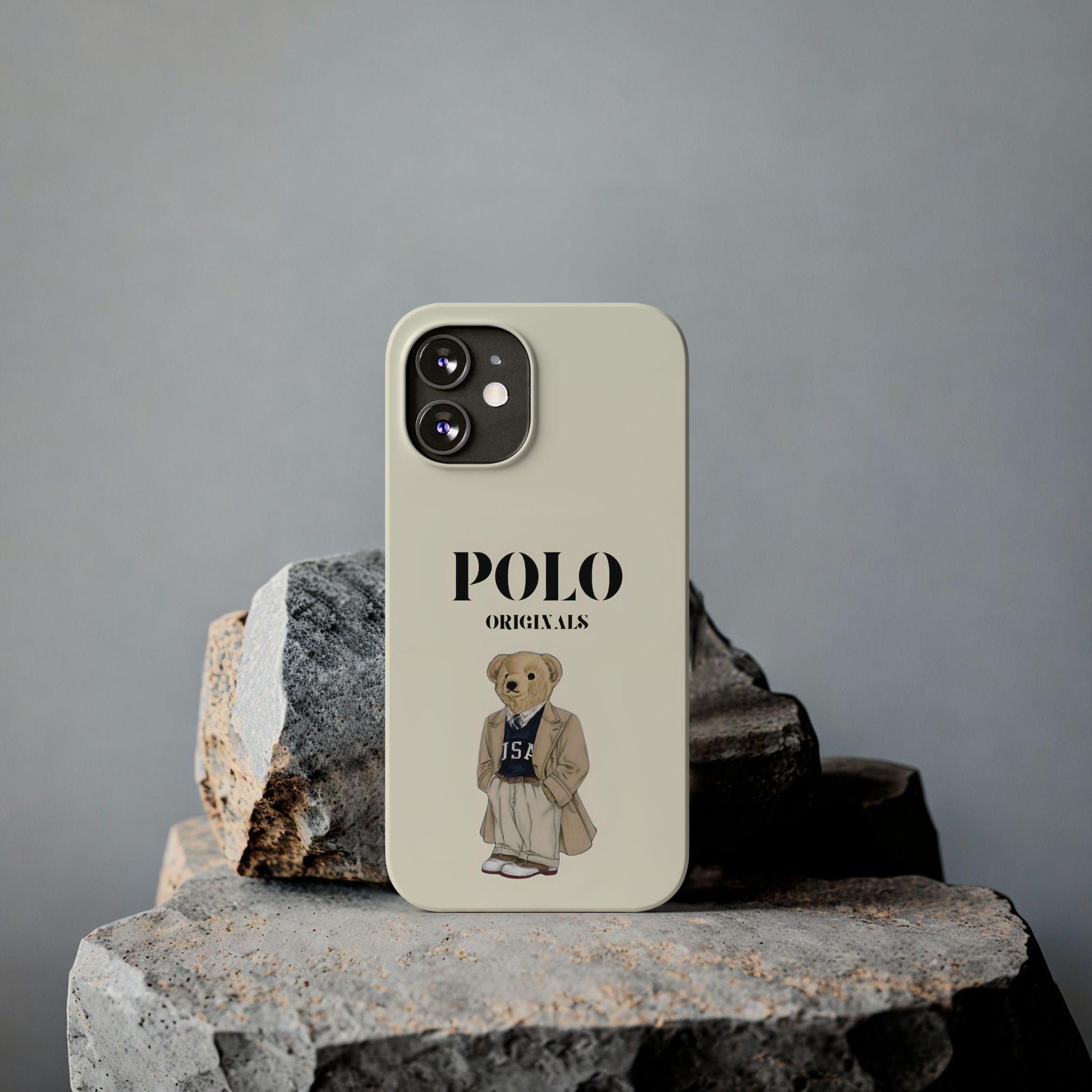 Polo Originals Bear Slim Phone Cases in Beige - SmartHomeGoodies