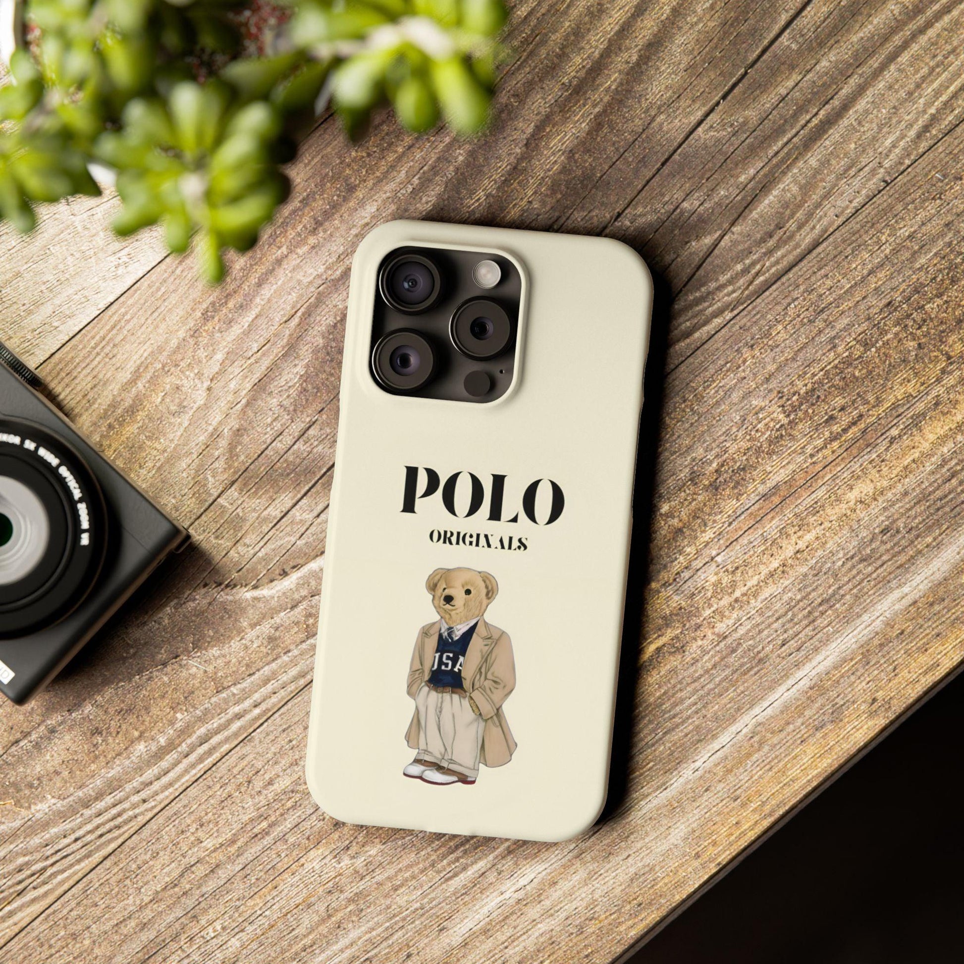 Polo Originals Bear Slim Phone Cases in Beige - SmartHomeGoodies