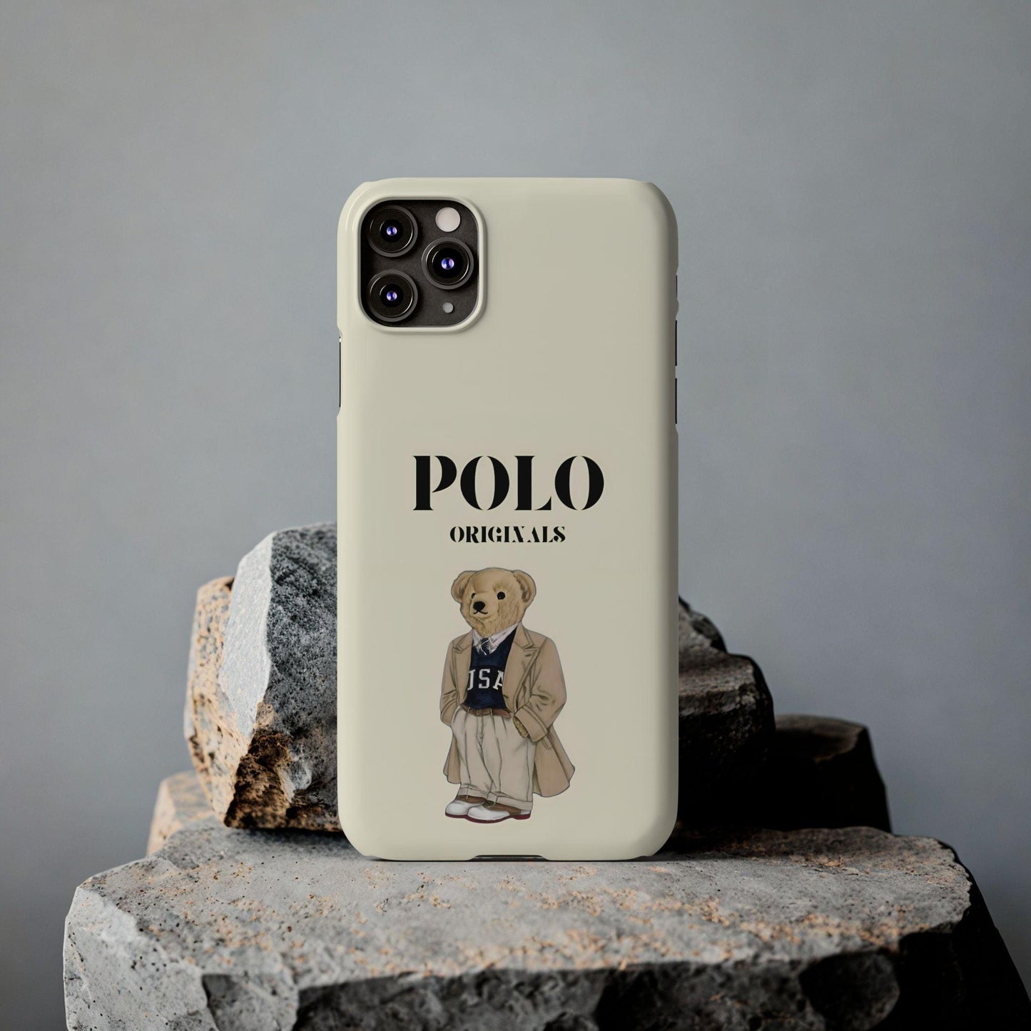 Polo Originals Bear Slim Phone Cases in Beige - SmartHomeGoodies