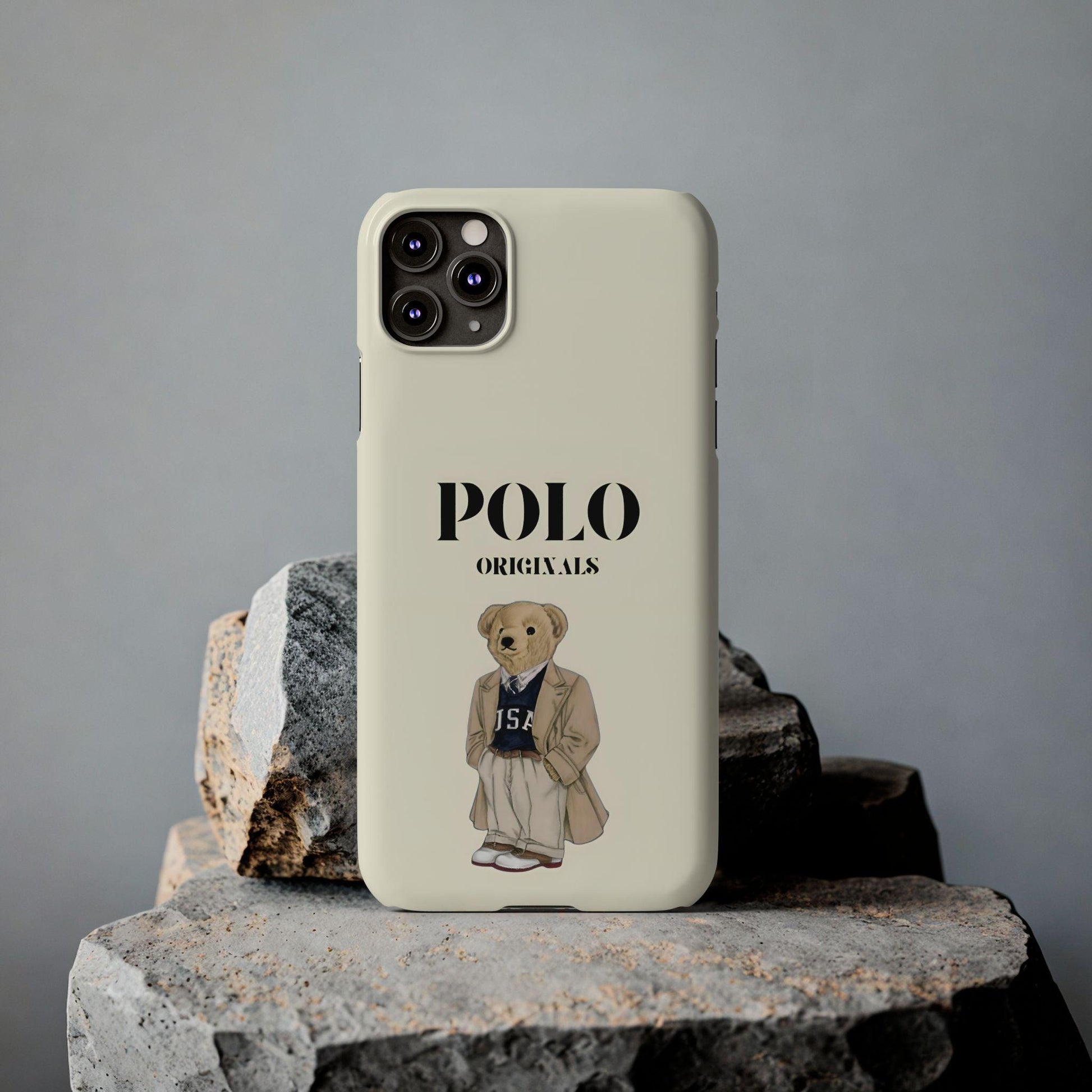 Polo Originals Bear Slim Phone Cases in Beige - SmartHomeGoodies