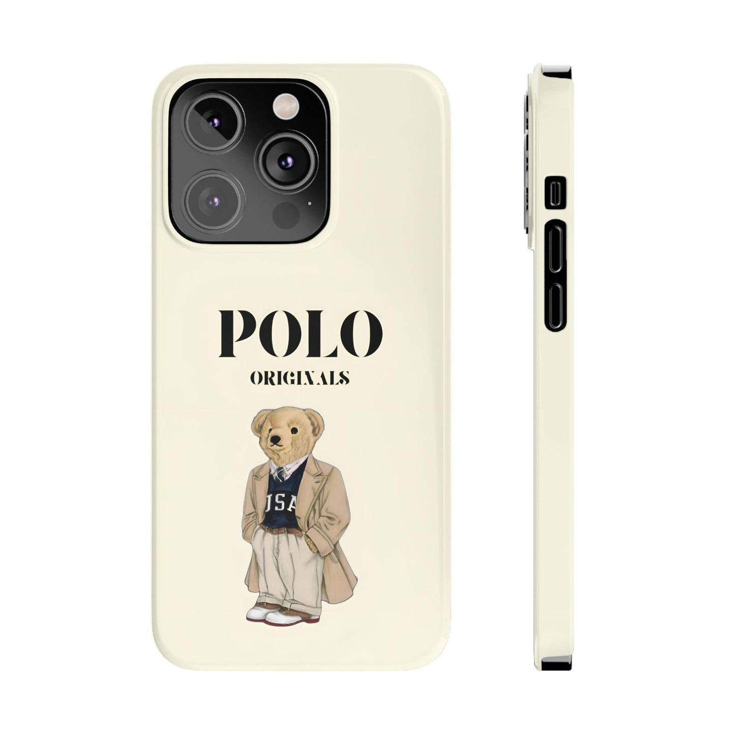 Polo Originals Bear Slim Phone Cases in Beige - SmartHomeGoodies