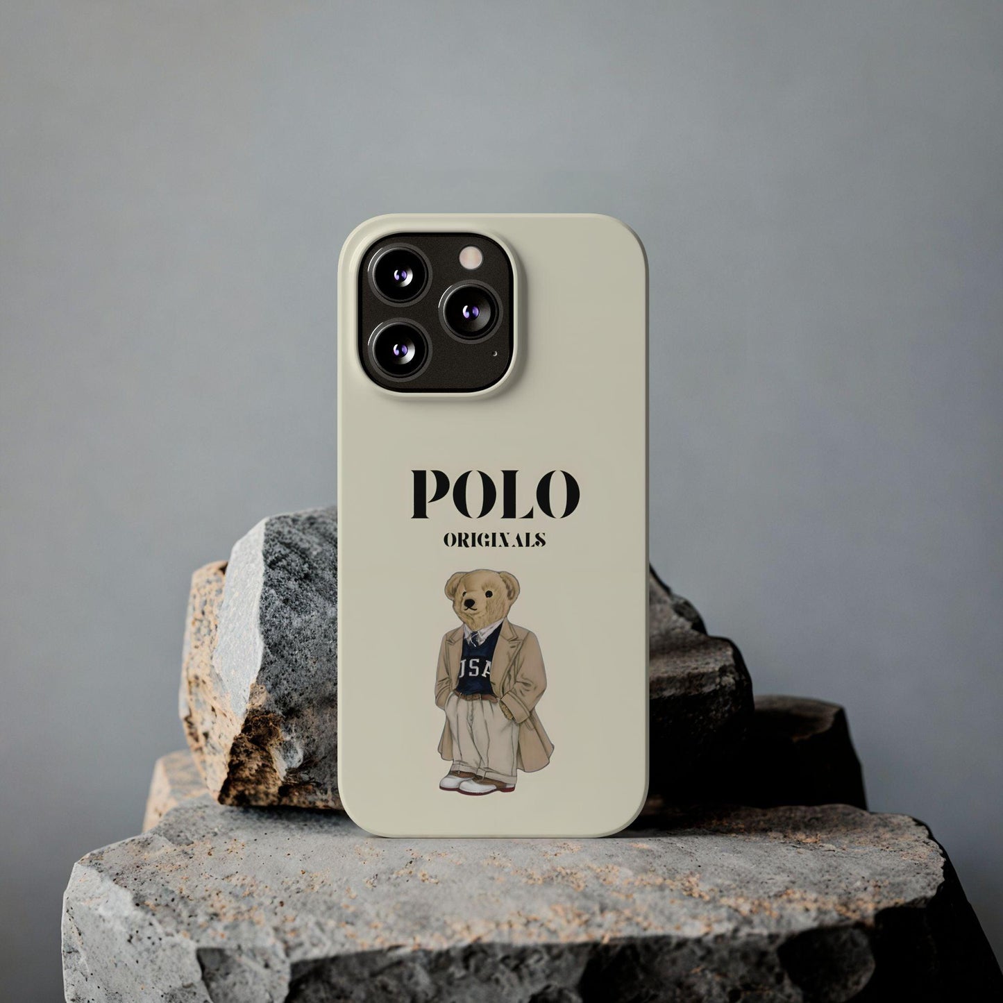 Polo Originals Bear Slim Phone Cases in Beige - SmartHomeGoodies