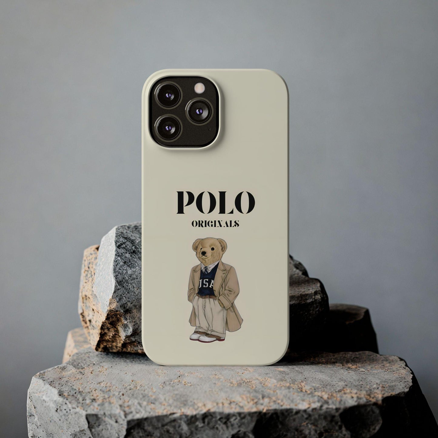 Polo Originals Bear Slim Phone Cases in Beige - SmartHomeGoodies