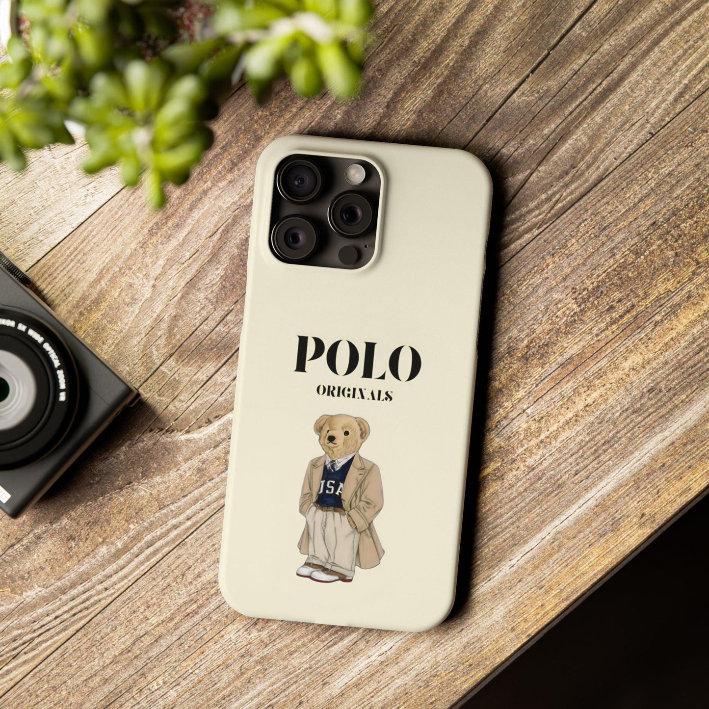Polo Originals Bear Slim Phone Cases in Beige - SmartHomeGoodies