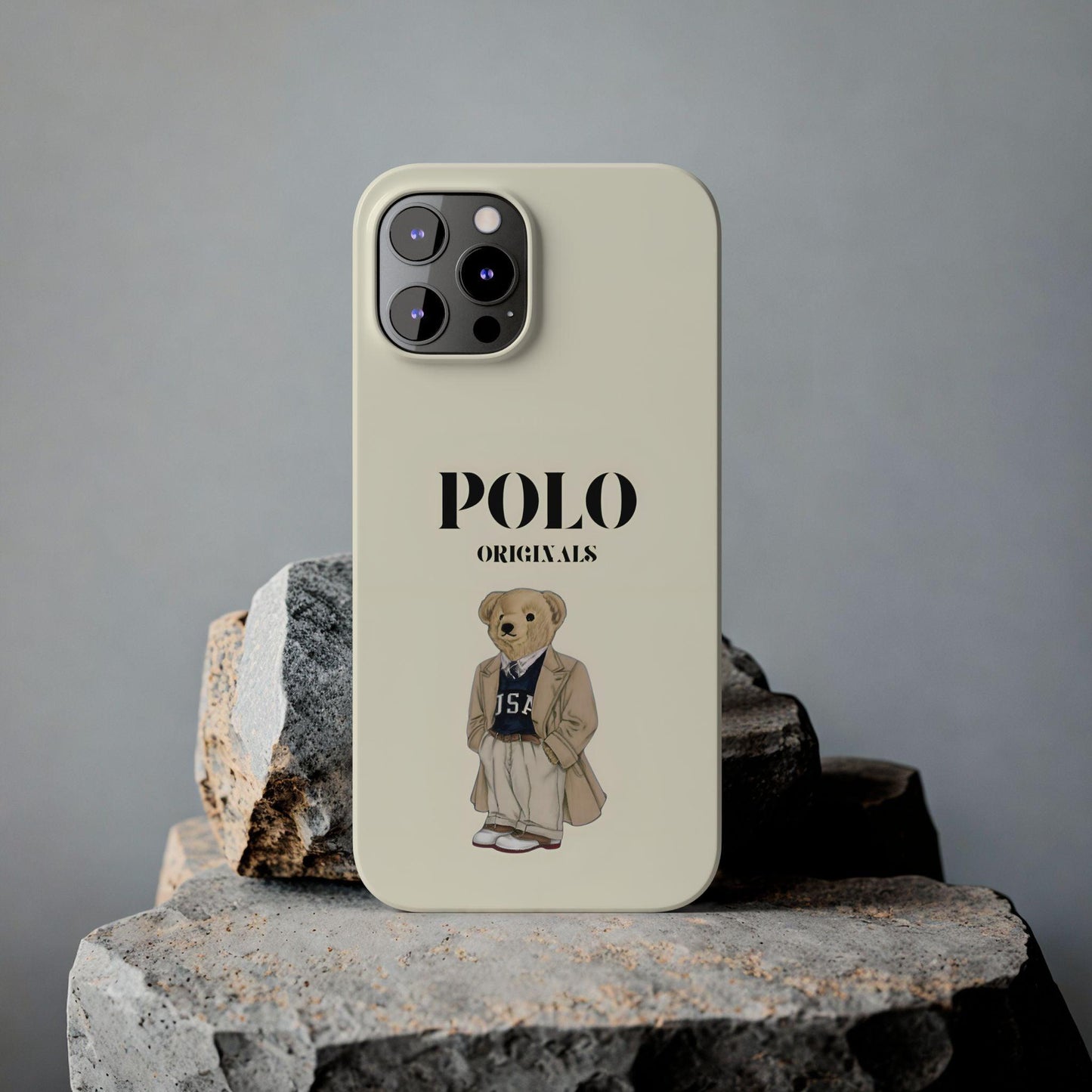 Polo Originals Bear Slim Phone Cases in Beige - SmartHomeGoodies